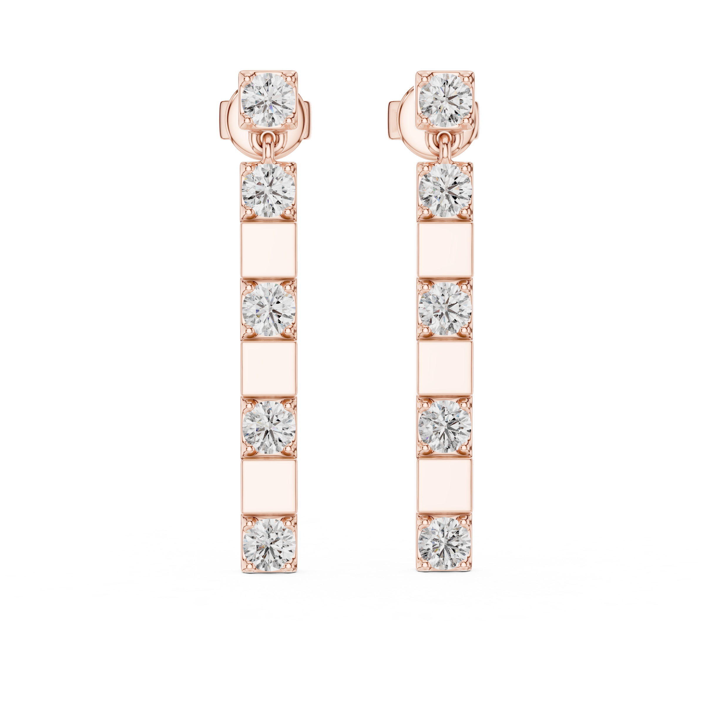 Lab-Grown Diamond Drop Earrings in 18K Gold | Modern Bar Diamond Earrings