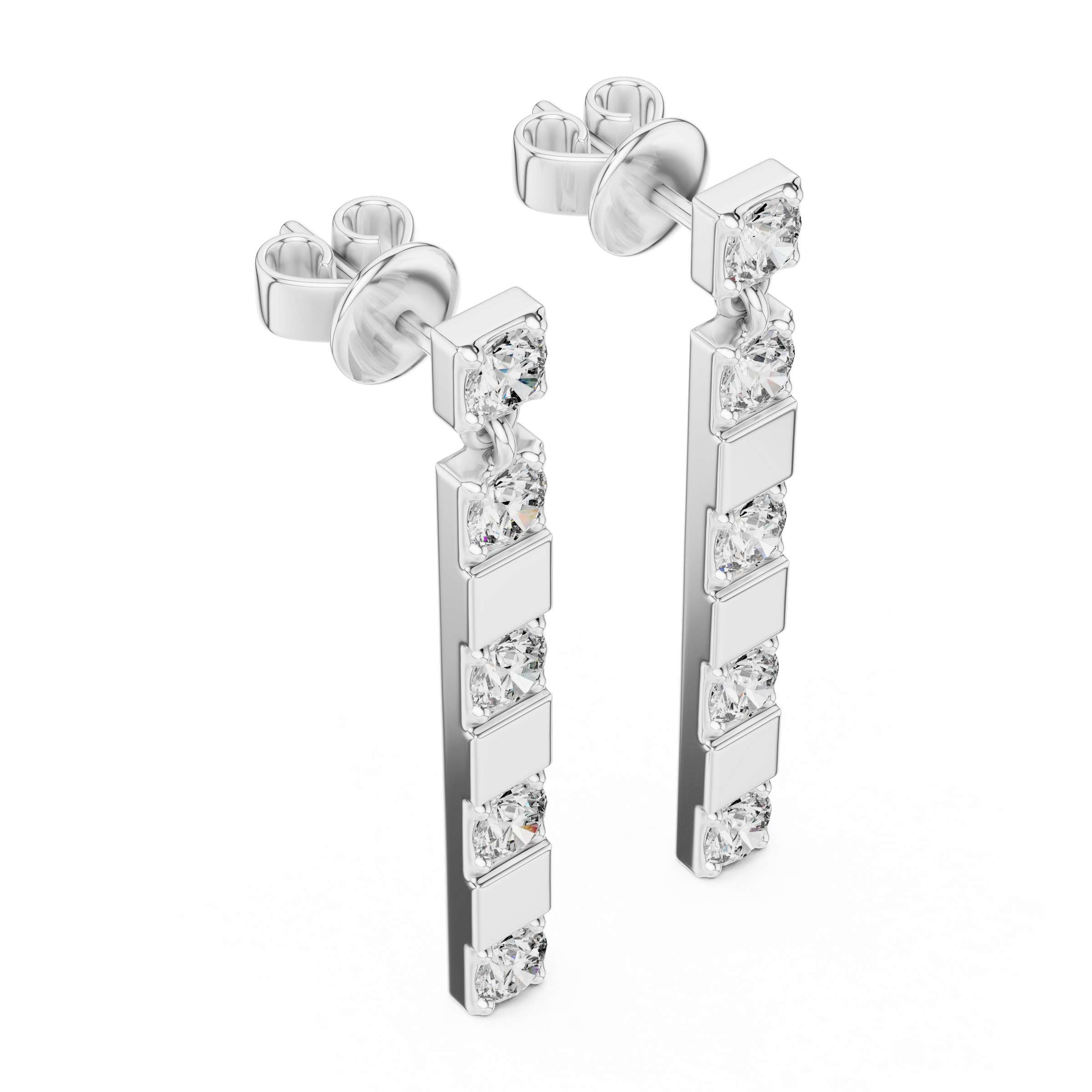 Lab-Grown Diamond Drop Earrings in 18K Gold | Modern Bar Diamond Earrings