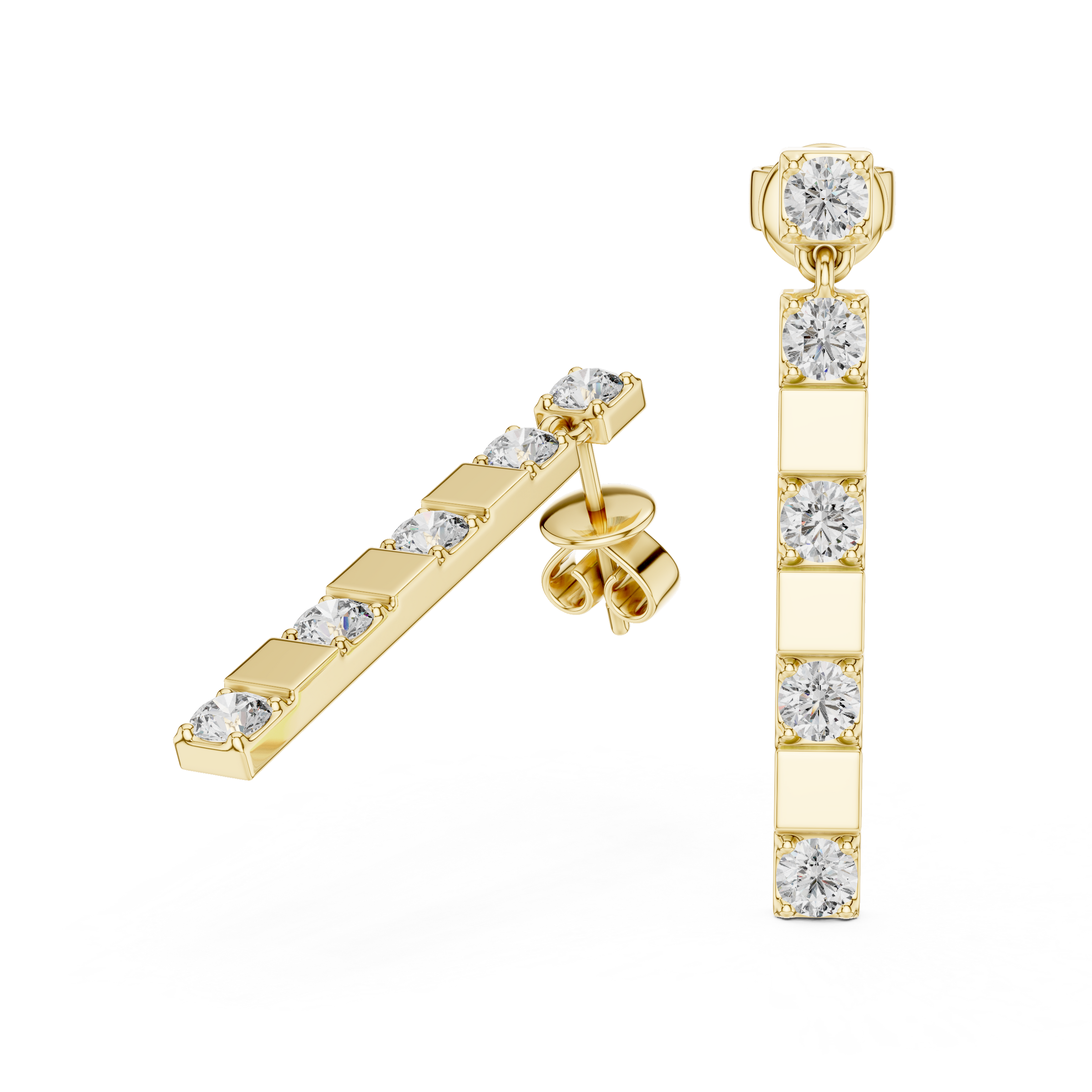 Lab-Grown Diamond Drop Earrings in 18K Gold | Modern Bar Diamond Earrings