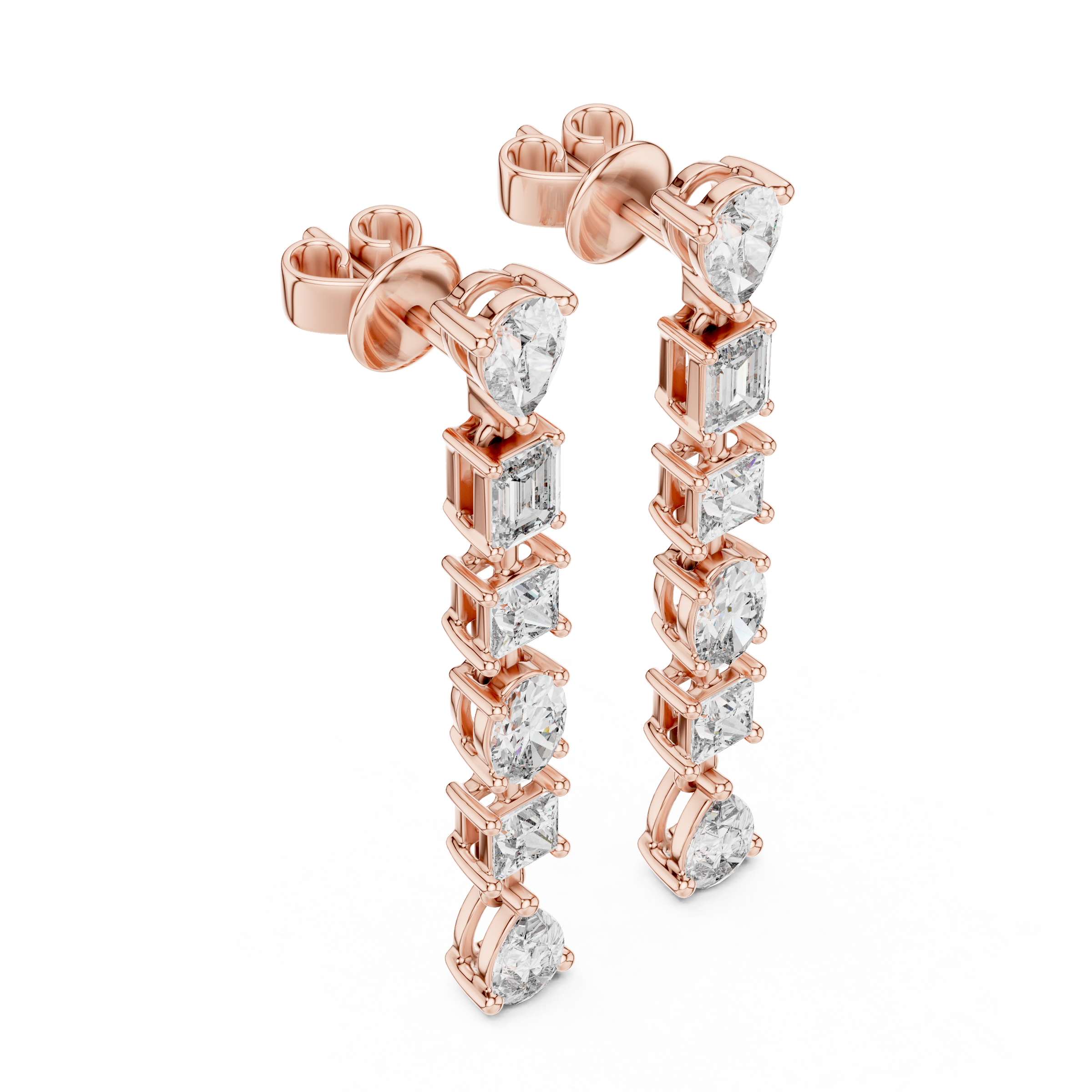 Multi Shape Lab-Grown Diamond Drop Earrings in 18K Gold | Pear Emerald Princess Oval Diamonds