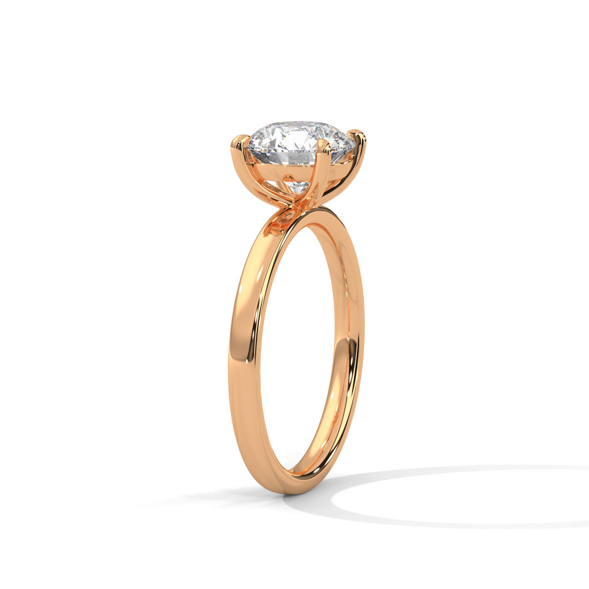 1–3 Carat Round Cut Lab Grown Diamond Solitaire Ring – Classic Four-Prong Setting in 18K Gold