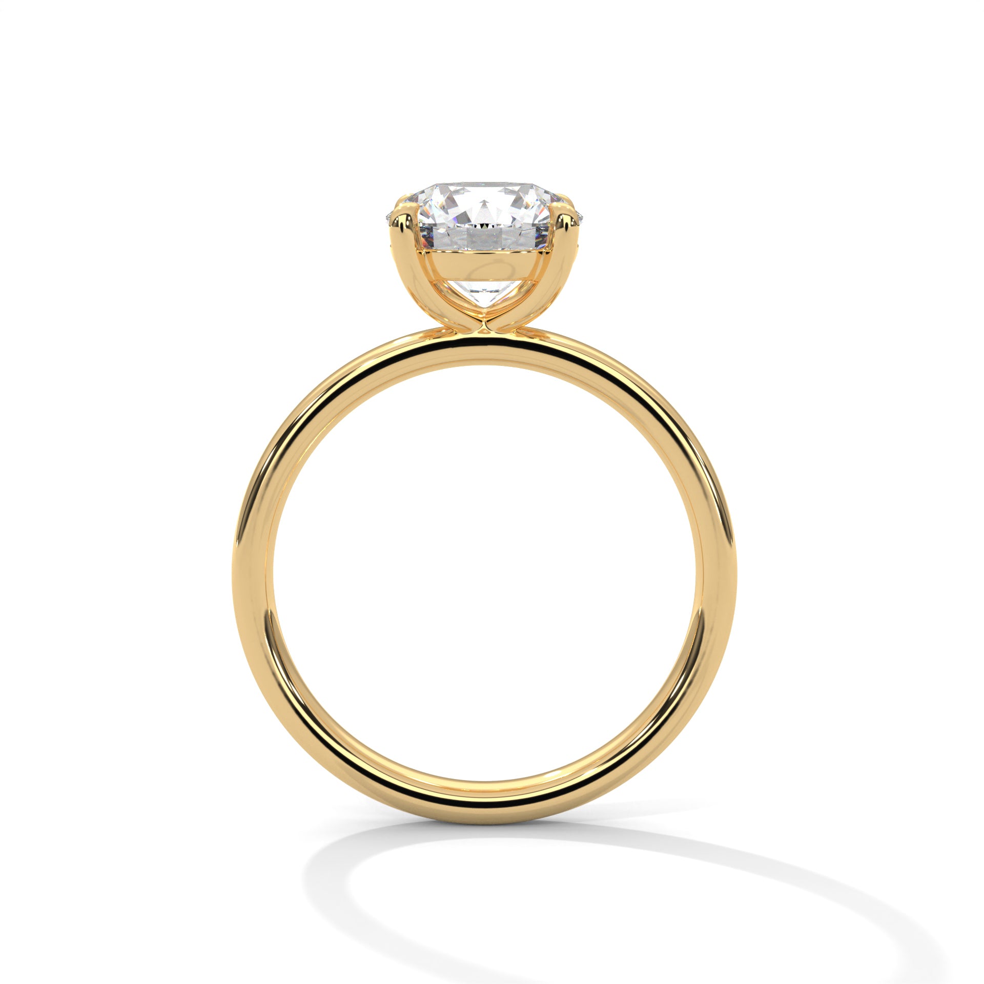 1–3 Carat Round Cut Lab Grown Diamond Solitaire Ring – Classic Four-Prong Setting in 18K Gold
