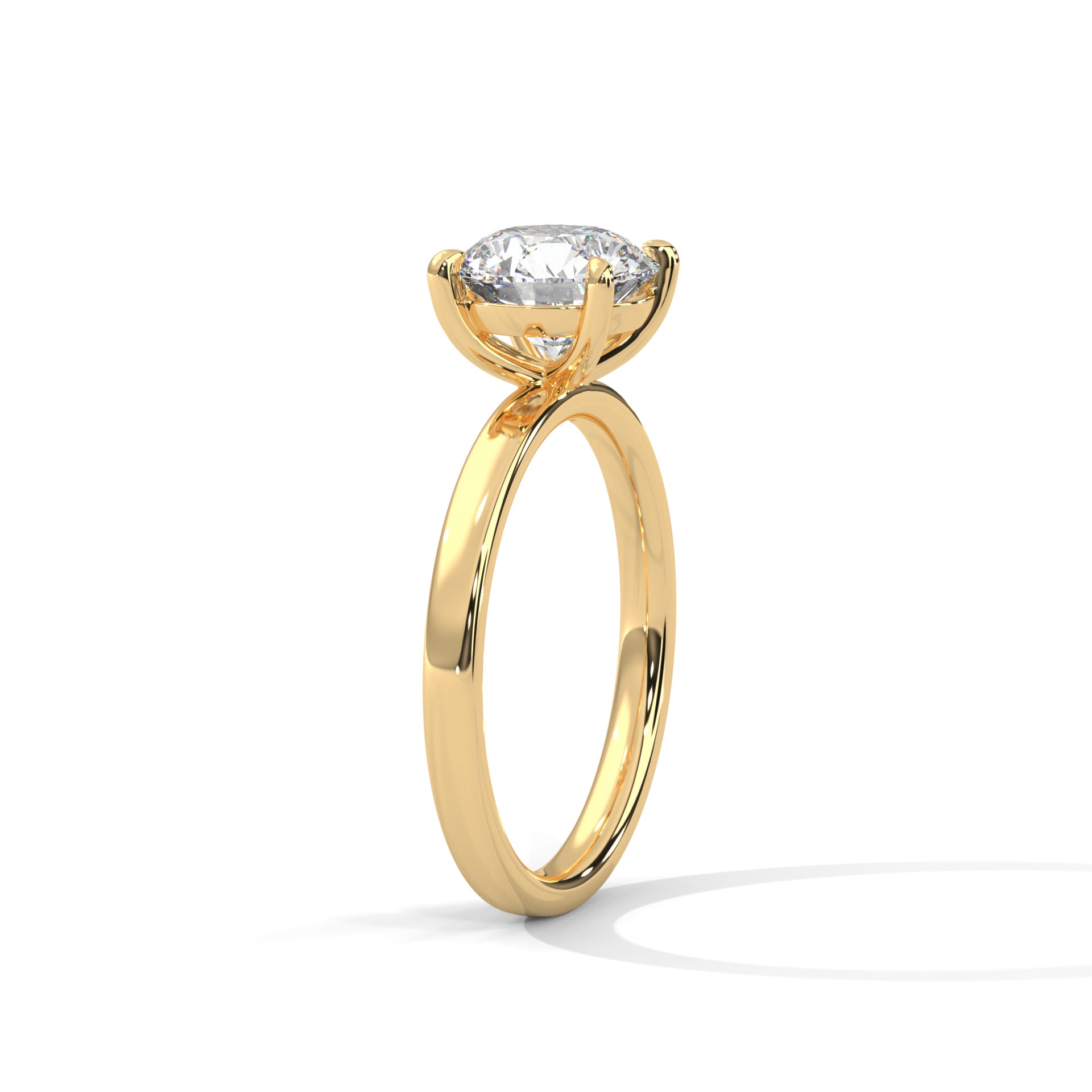 1–3 Carat Round Cut Lab Grown Diamond Solitaire Ring – Classic Four-Prong Setting in 18K Gold