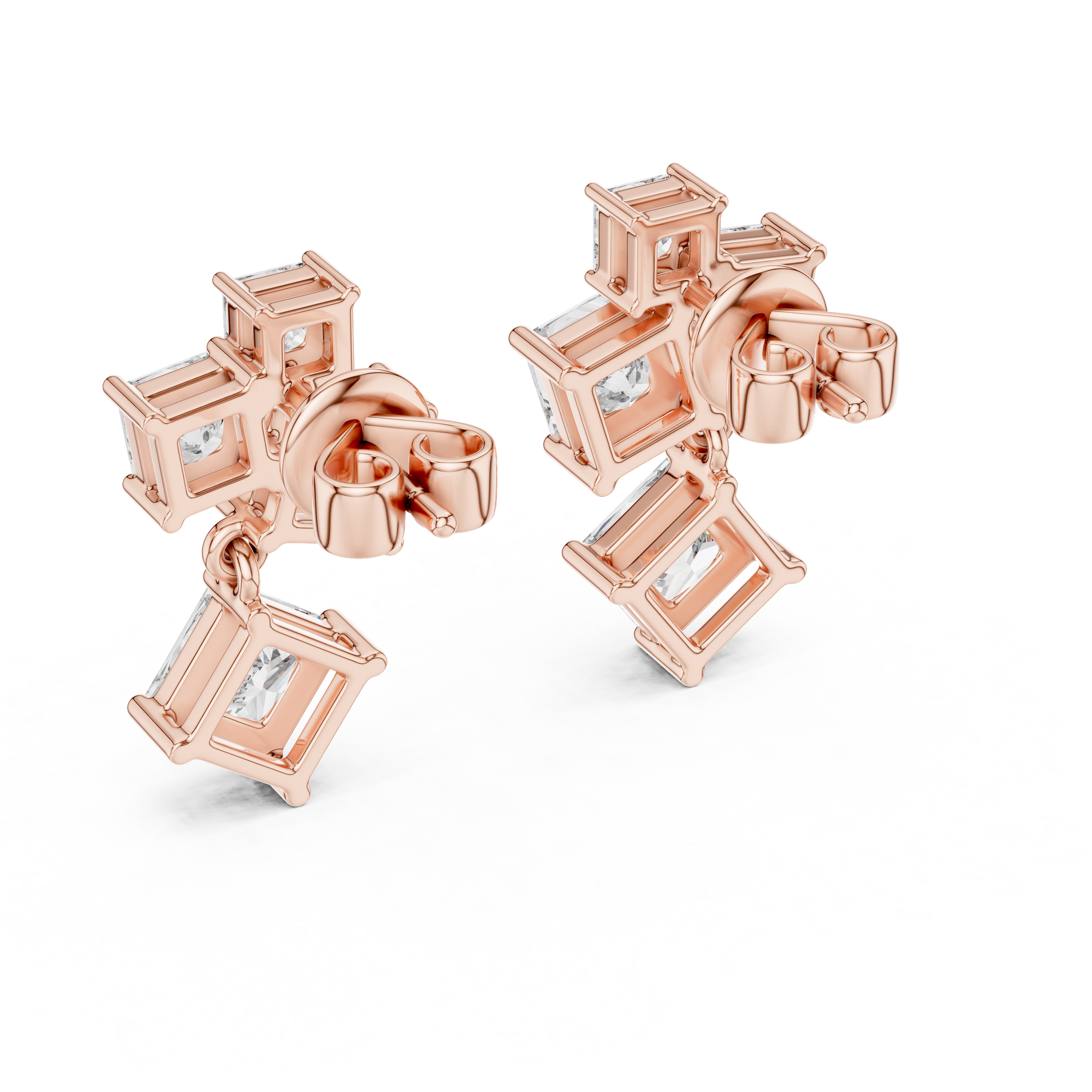 Princess Cut Lab-Grown Diamond Drop Earrings in 18K Gold | Statement Diamond Earrings