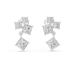 Princess Cut Lab-Grown Diamond Drop Earrings in 18K Gold | Statement Diamond Earrings