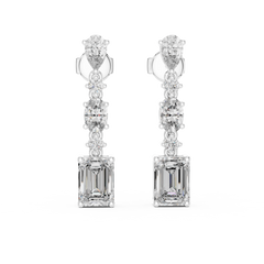 Fancy Shape Lab-Grown Diamond Drop Earrings in 18K Gold | Pear, Oval, Round & Emerald