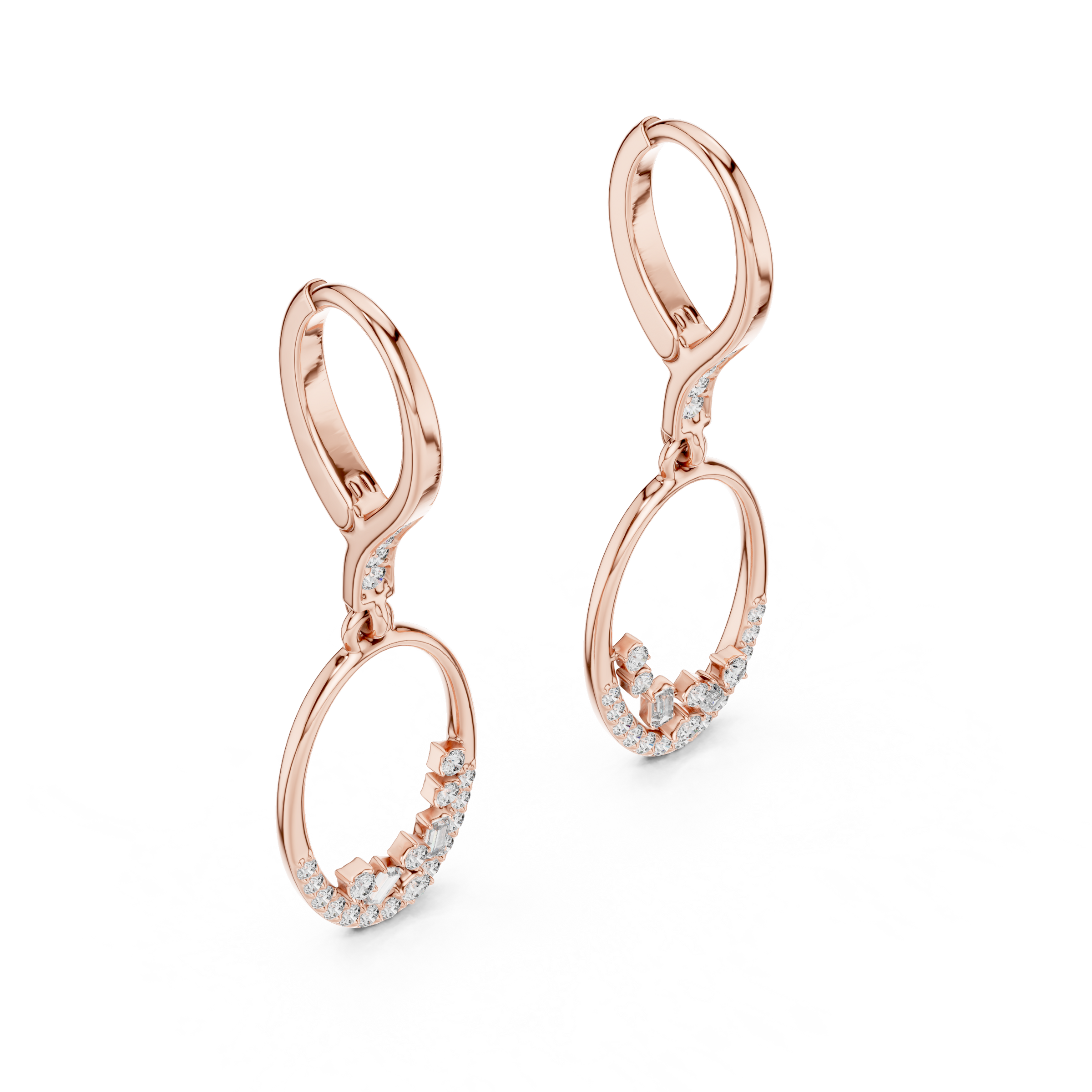 Beautiful Lab-Grown Diamond Drop Hoop Earrings with Oval Shape Drop in 18K Gold