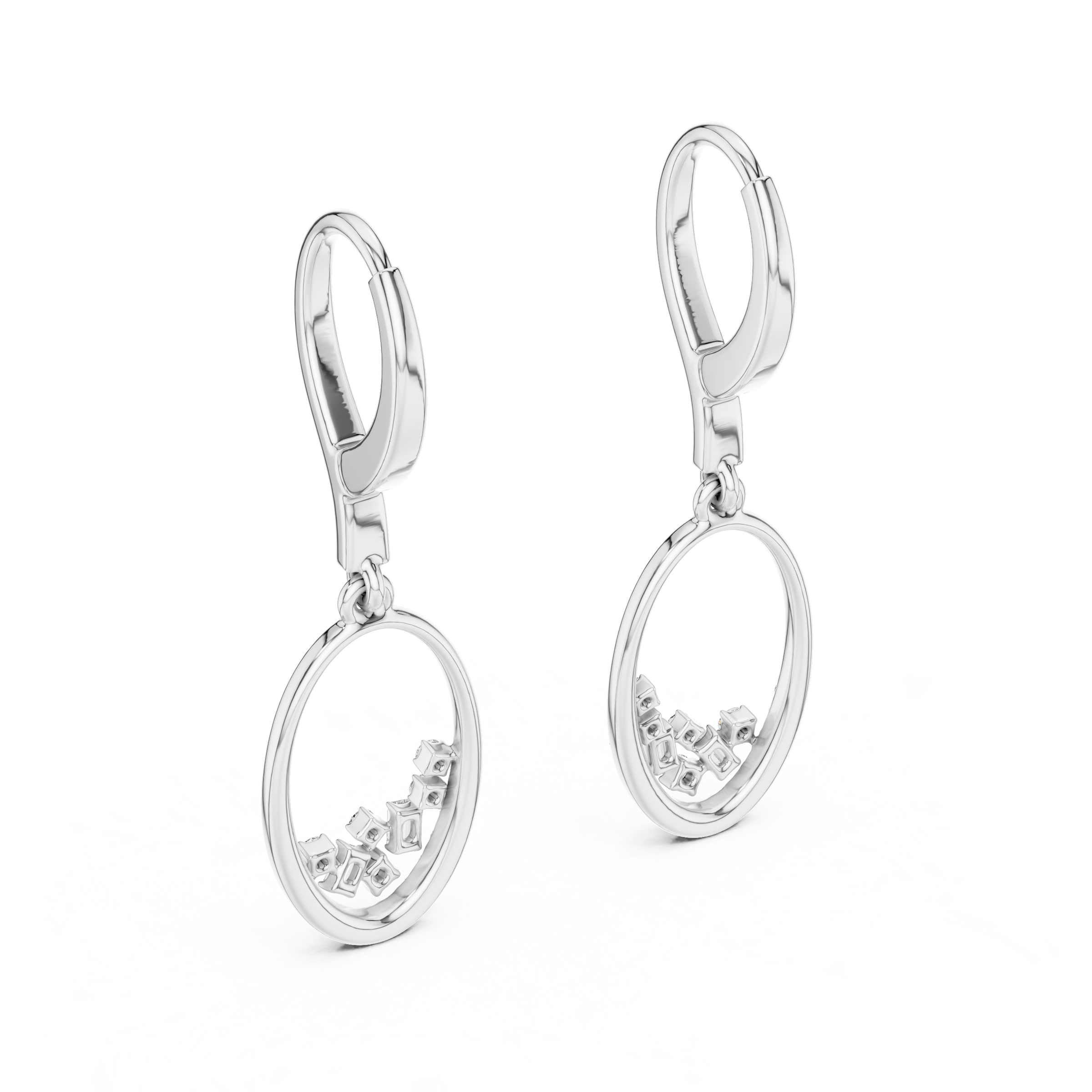 Beautiful Lab-Grown Diamond Drop Hoop Earrings with Oval Shape Drop in 18K Gold