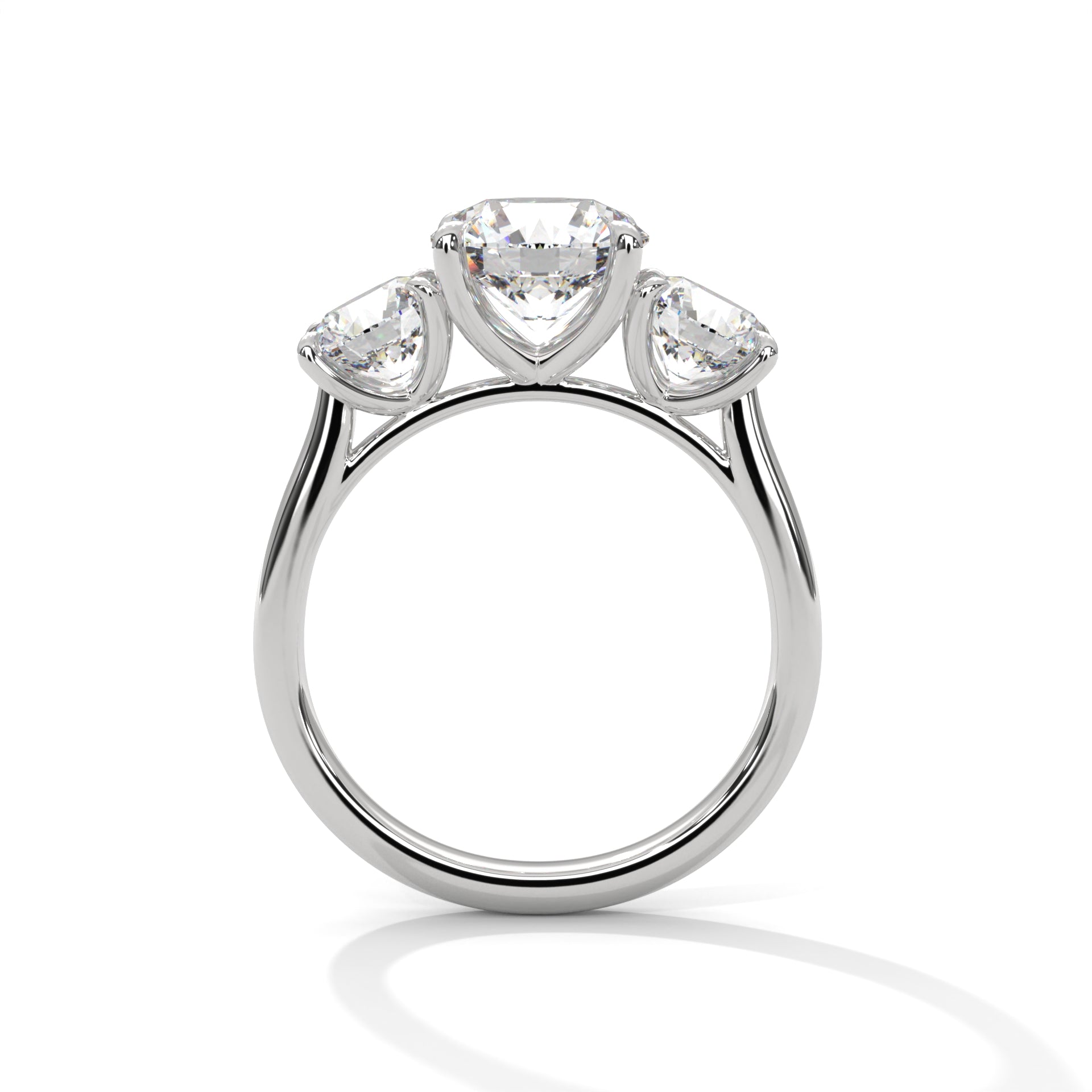 Round Brilliant Cut Diamond Trilogy Engagement Solitaire Ring | 1 to 3 Carat Centre | Round Side Diamonds | 18K Gold