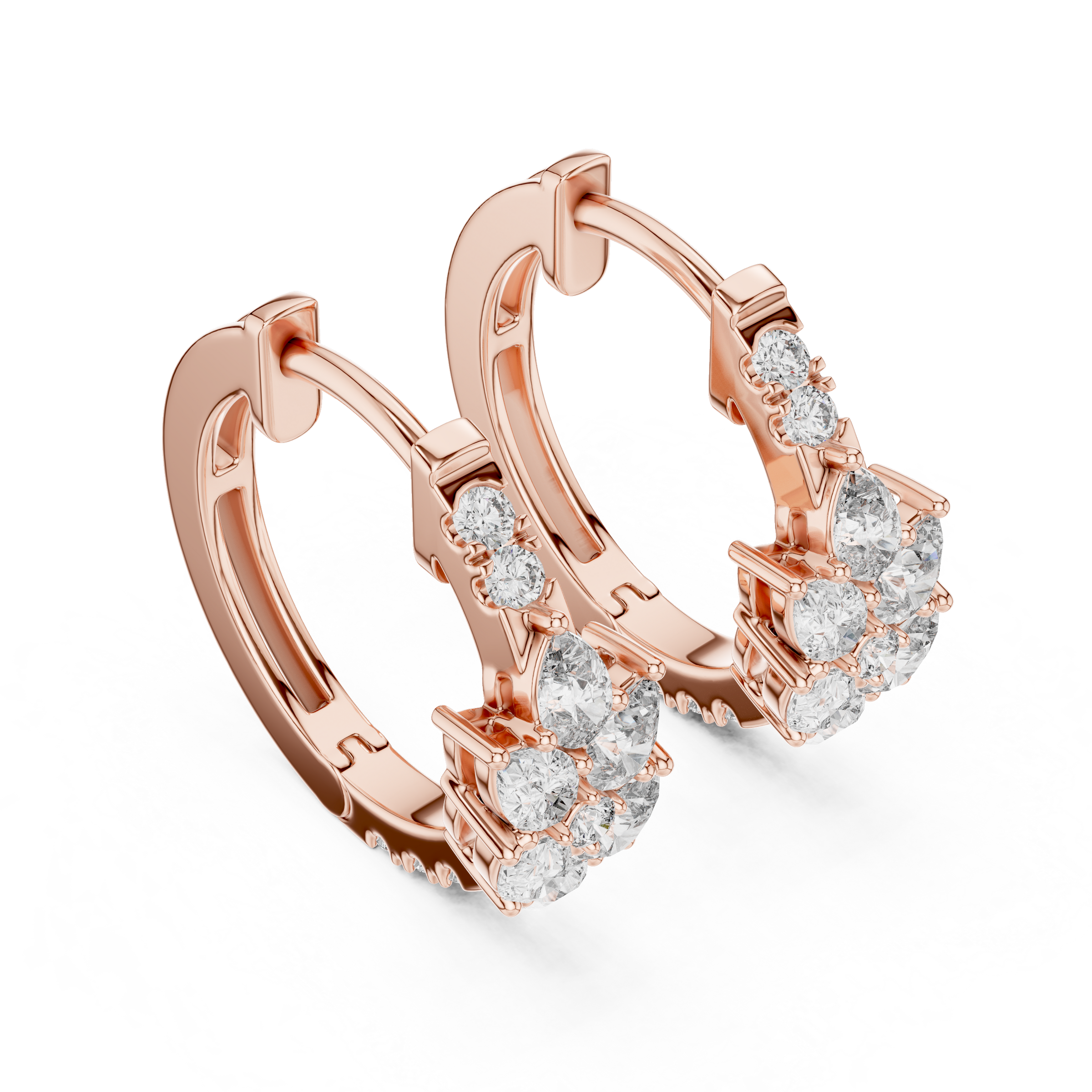 Elegant Pear and Round Lab-Grown Diamond Cluster Hoop Earrings in 18K Gold | Everyday Hoops