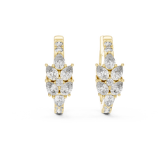 Elegant Pear and Round Lab-Grown Diamond Cluster Hoop Earrings in 18K Gold | Everyday Hoops