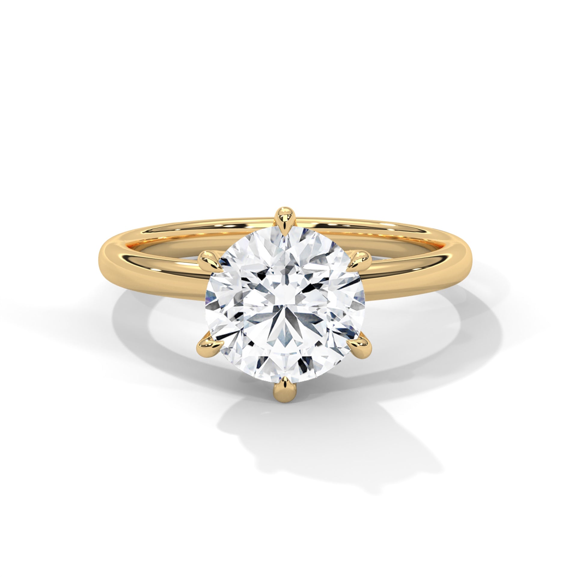 1–3 Carat Round Lab Grown Diamond Solitaire Ring – Classic Six Prong Setting in 18K Gold
