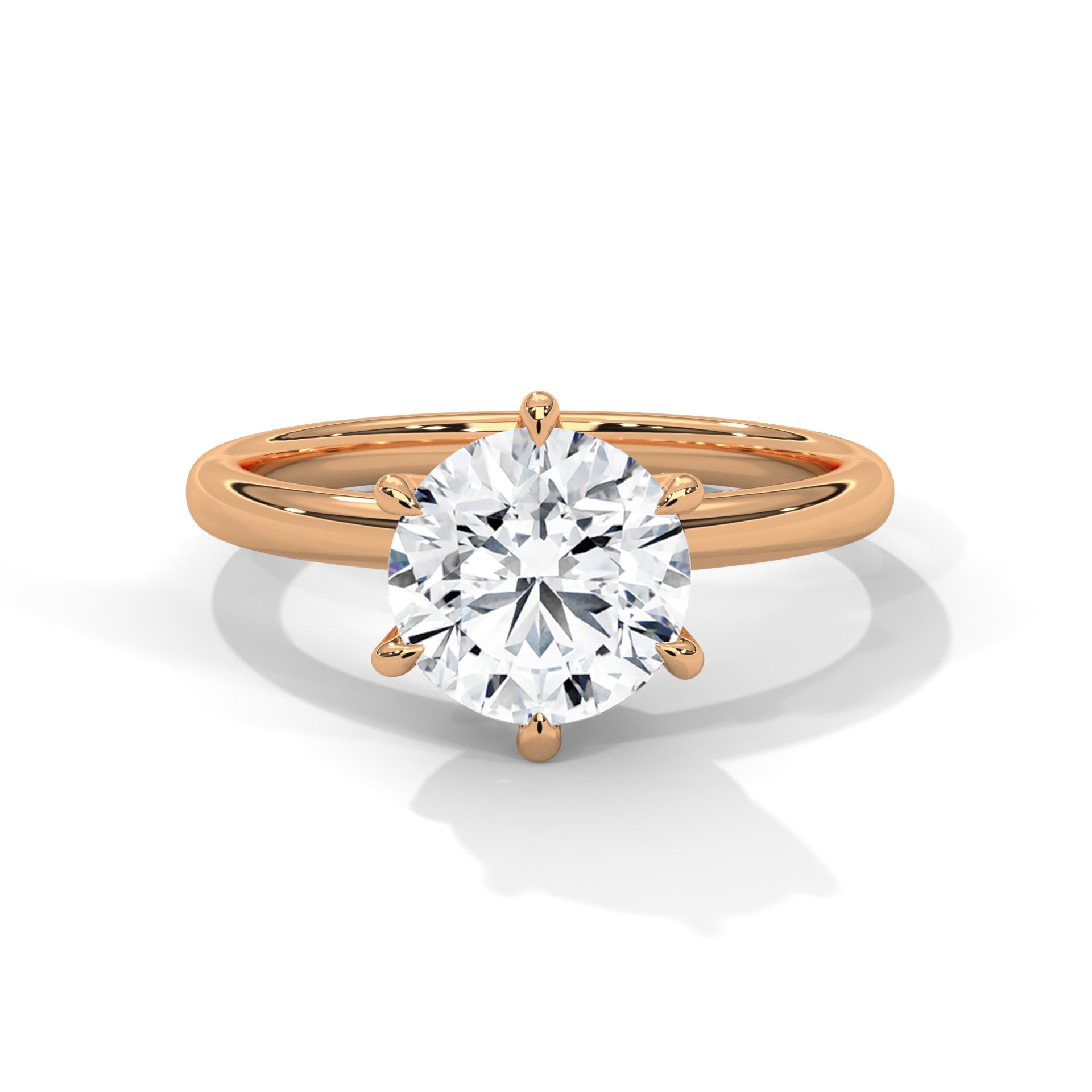 1–3 Carat Round Lab Grown Diamond Solitaire Ring – Classic Six Prong Setting in 18K Gold