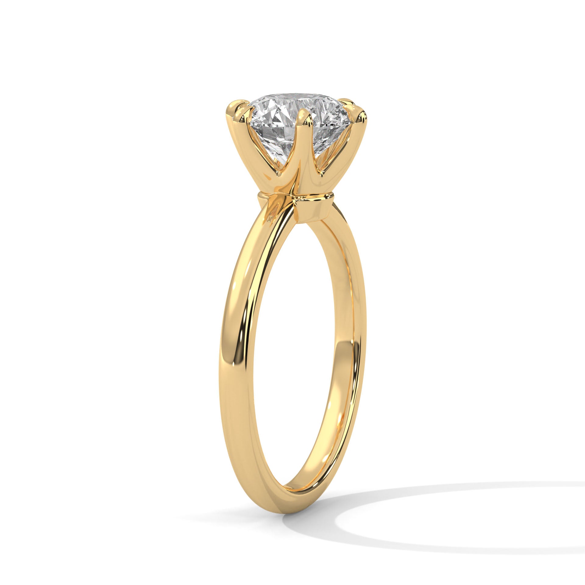 1–3 Carat Round Lab Grown Diamond Solitaire Ring – Classic Six Prong Setting in 18K Gold