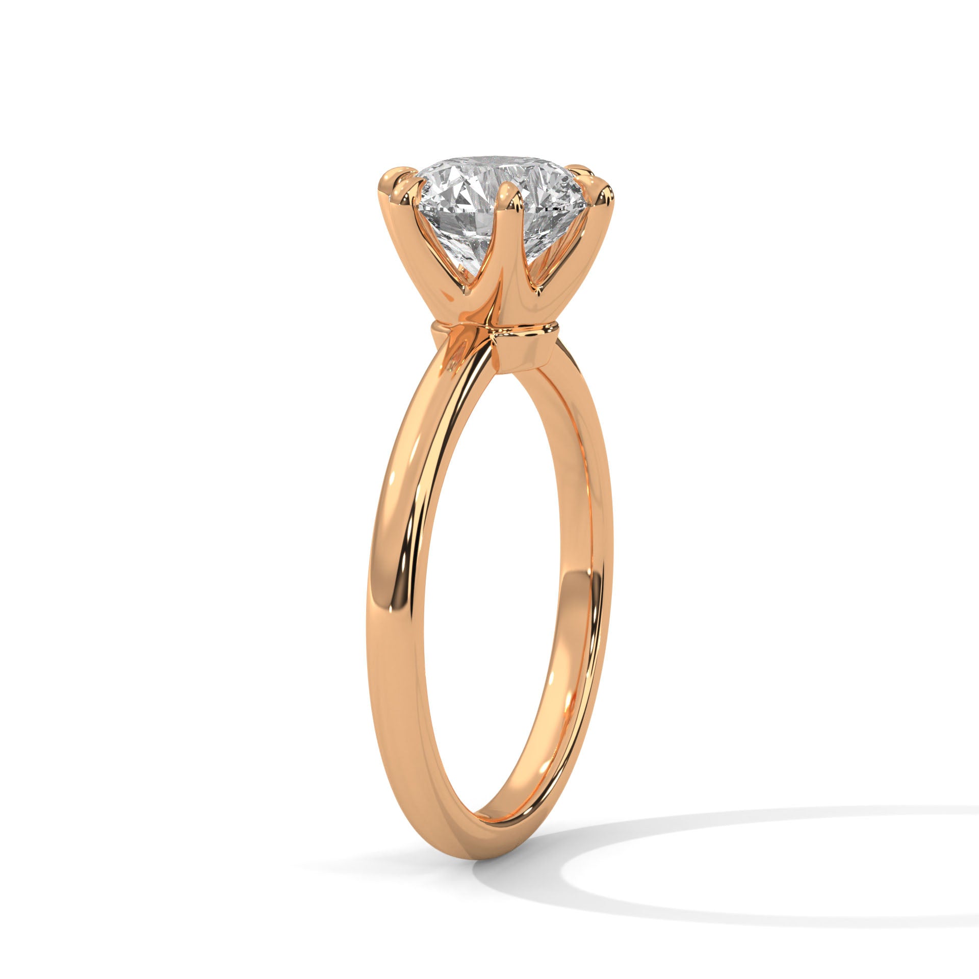 1–3 Carat Round Lab Grown Diamond Solitaire Ring – Classic Six Prong Setting in 18K Gold