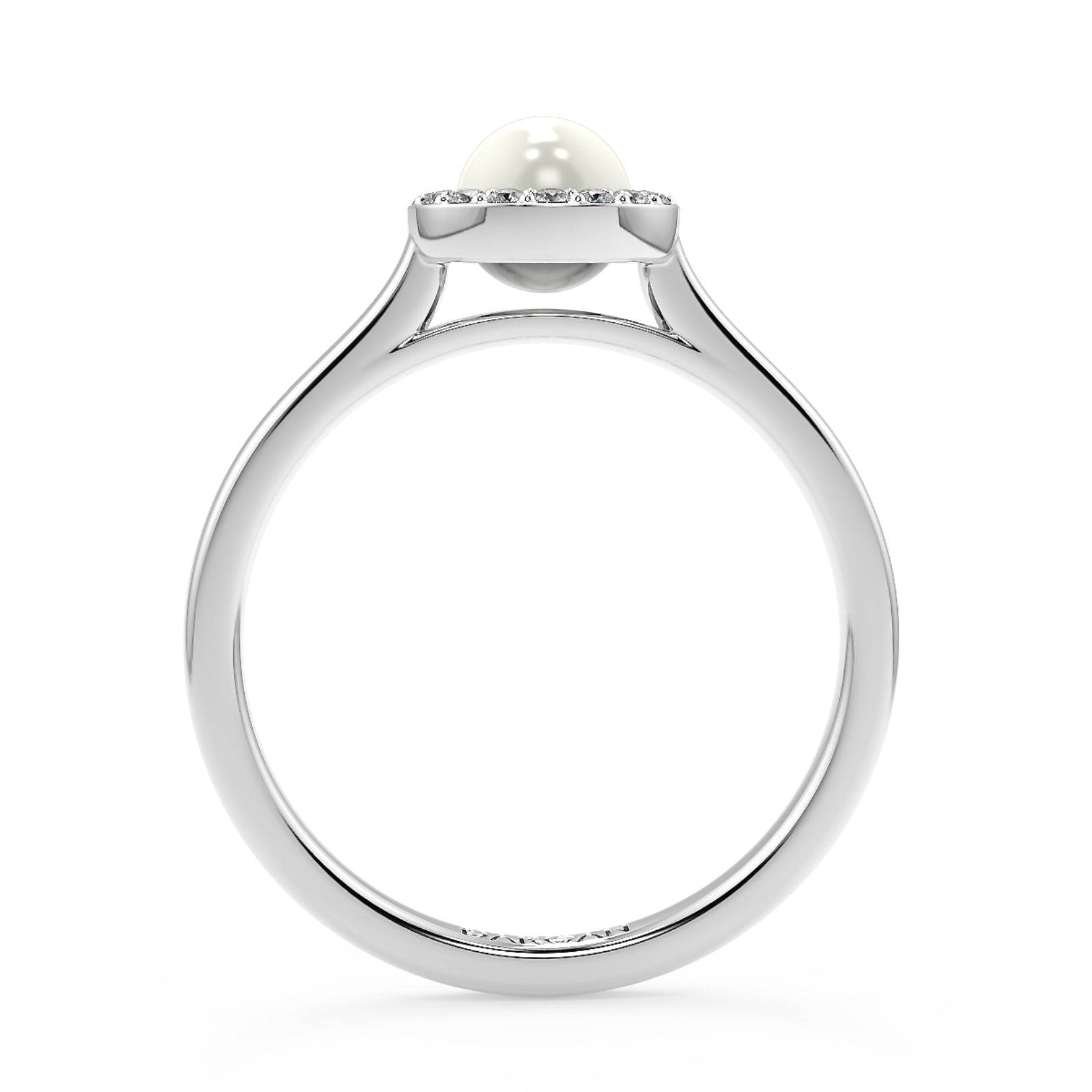 5mm Pearl & Lab-Grown Diamond Halo Ring in 18K White, Yellow & Rose Gold