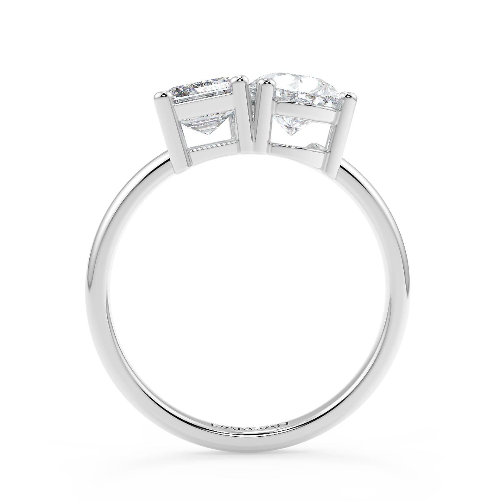 Emerald and Pear Toi et Moi Lab-Grown Diamond Solitaire Ring in 18K Gold