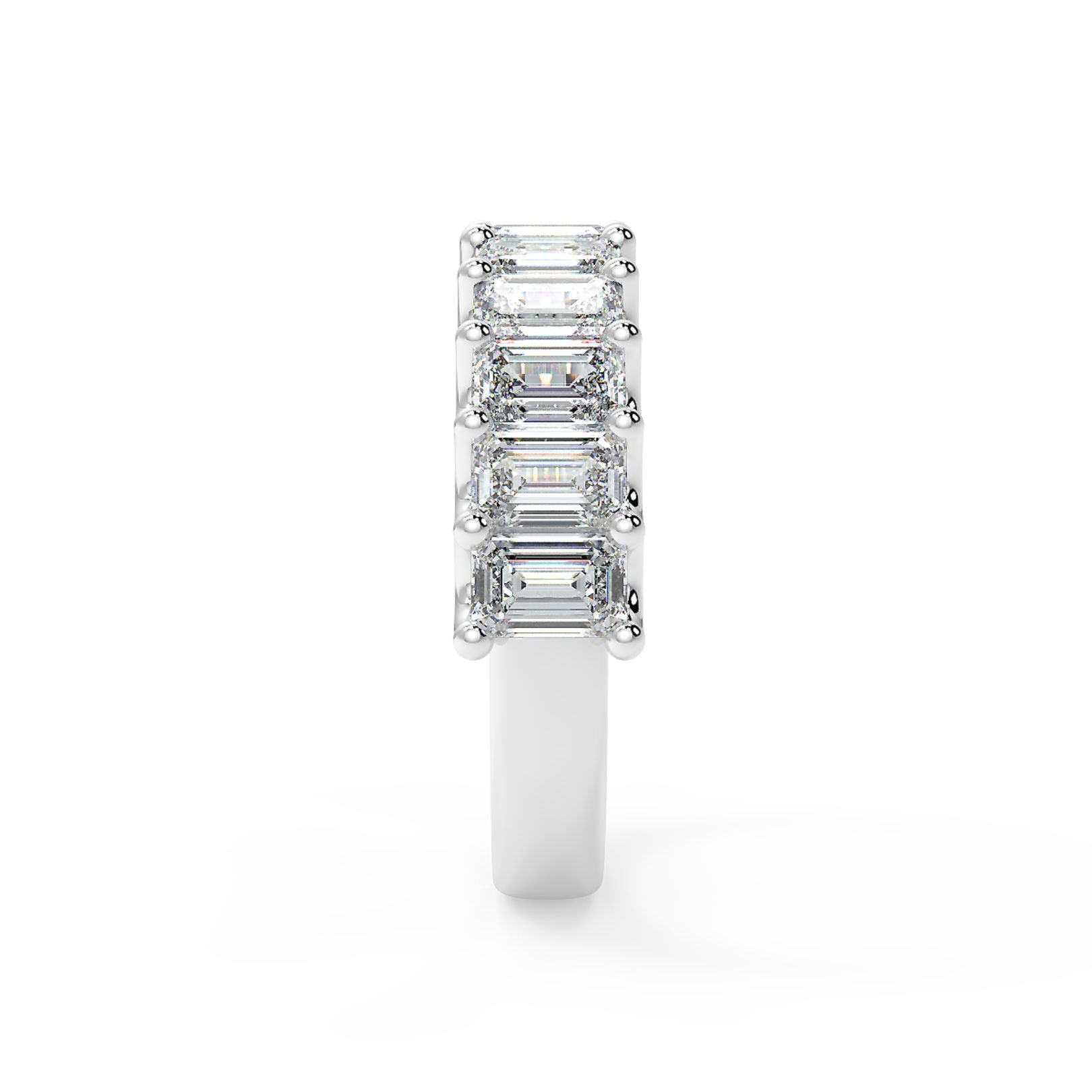 Half-Eternity 20-Pointer Emerald Cut Lab-Grown Diamond Ring in 18K White, Yellow & Rose Gold
