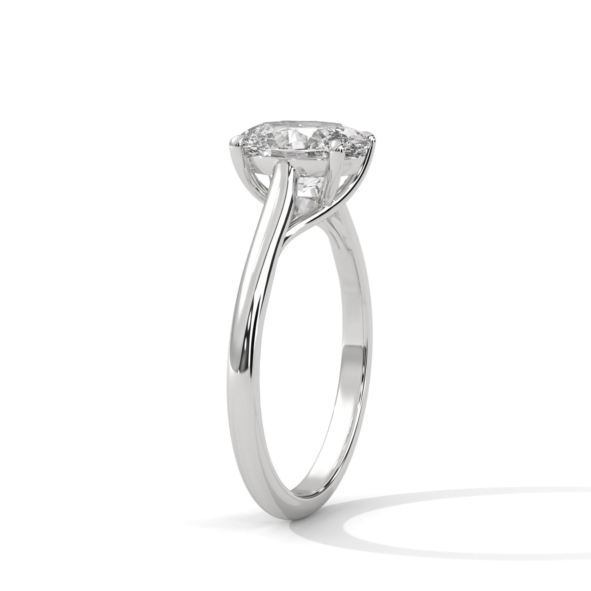 1–3 Carat Oval Lab Grown Diamond Solitaire Ring – Four Prong Setting in 18K Gold