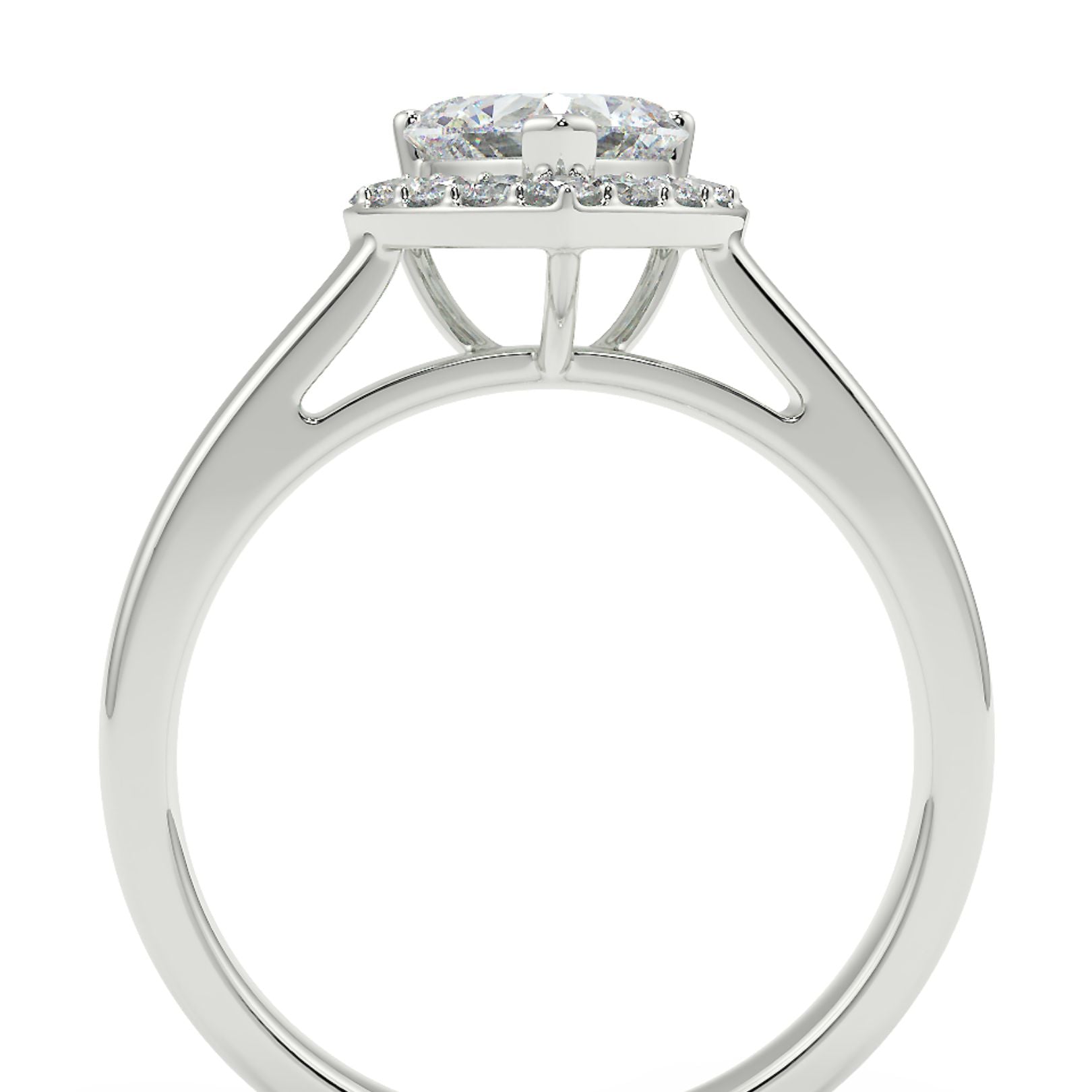 1-2 Carat Heart Cut Lab Grown Diamond Halo Ring | Romantic Design | IGI Certified | 18K White Gold