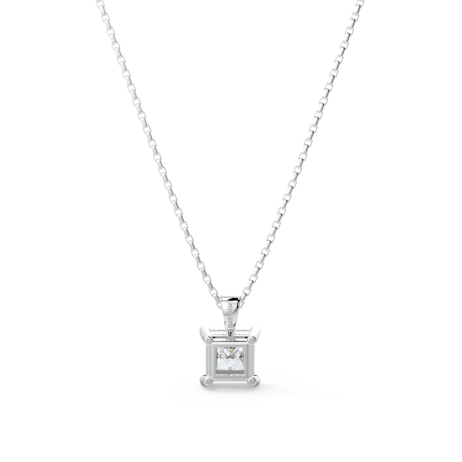 Princess Cut Lab-Grown Diamond Solitaire Pendant Necklace with Chain | 18K Gold | 0.50–3 Carats