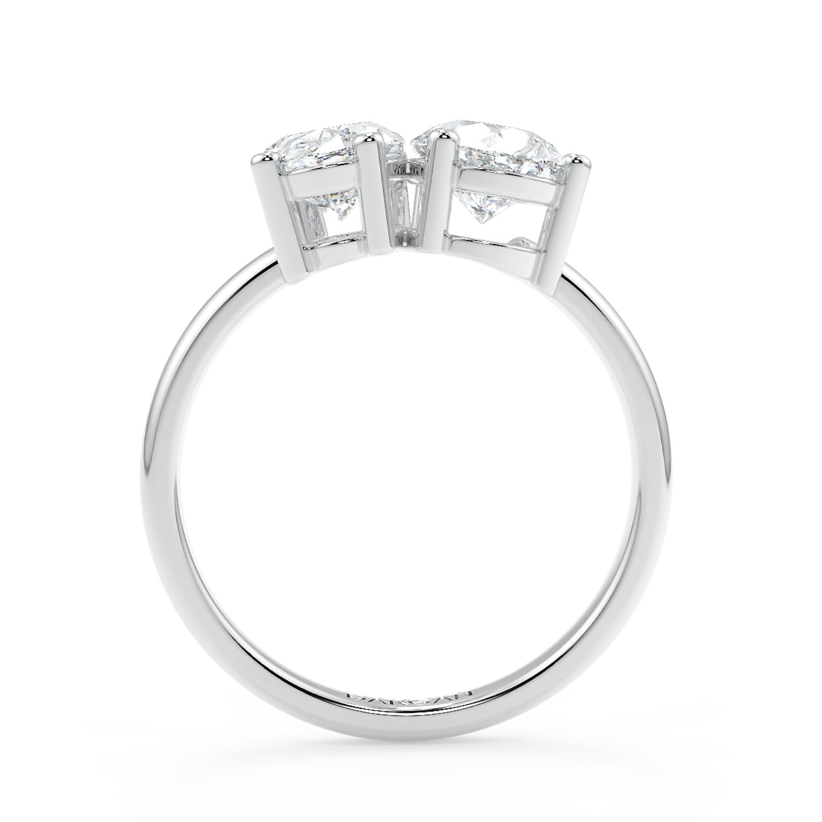 Oval and Pear Toi et Moi Lab-Grown Diamond Solitaire Ring in 18K White, Yellow & Rose Gold