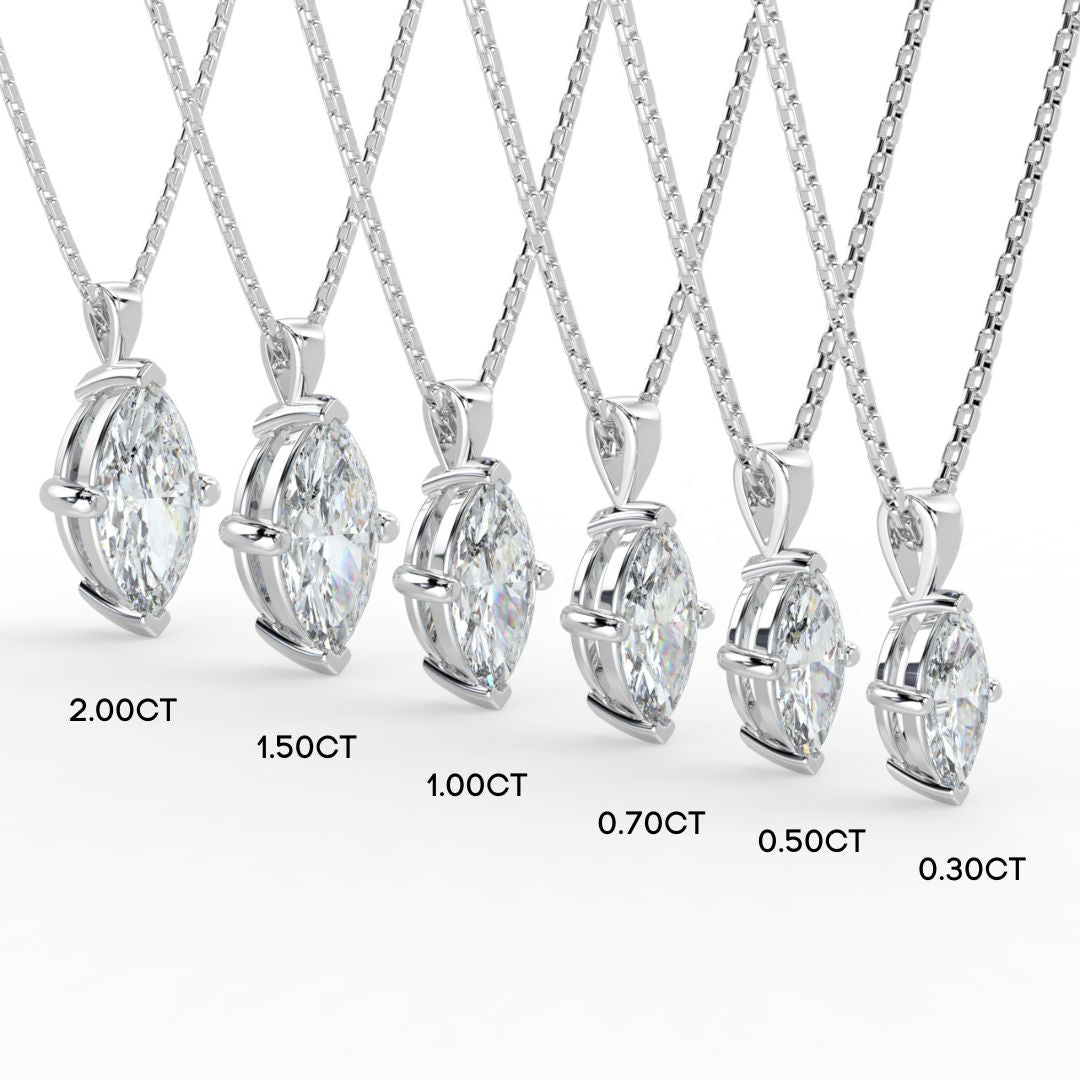 Marquise Cut Lab-Grown Diamond Pendant Necklace with Chain | 18K Gold | 0.50–3 Carats