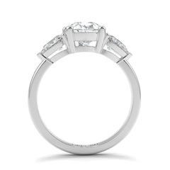1–5 Carat Pear & Round Lab Grown Solitaire Diamond Trilogy Ring in 18K Gold