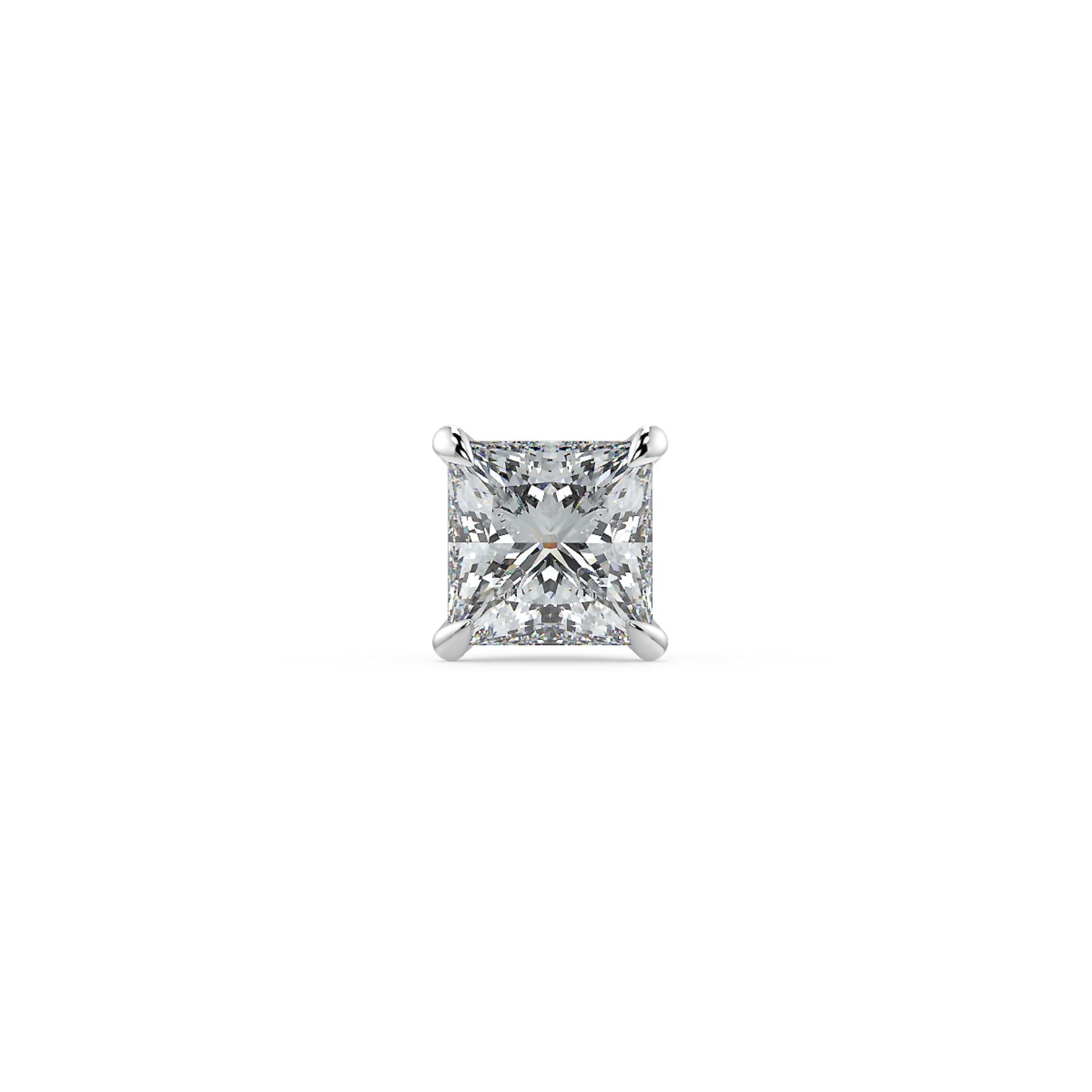 0.5–4 Carat Princess Cut Lab Grown Diamond Stud Earrings | Square Brilliant Solitaire | 18K White, Yellow & Rose Gold
