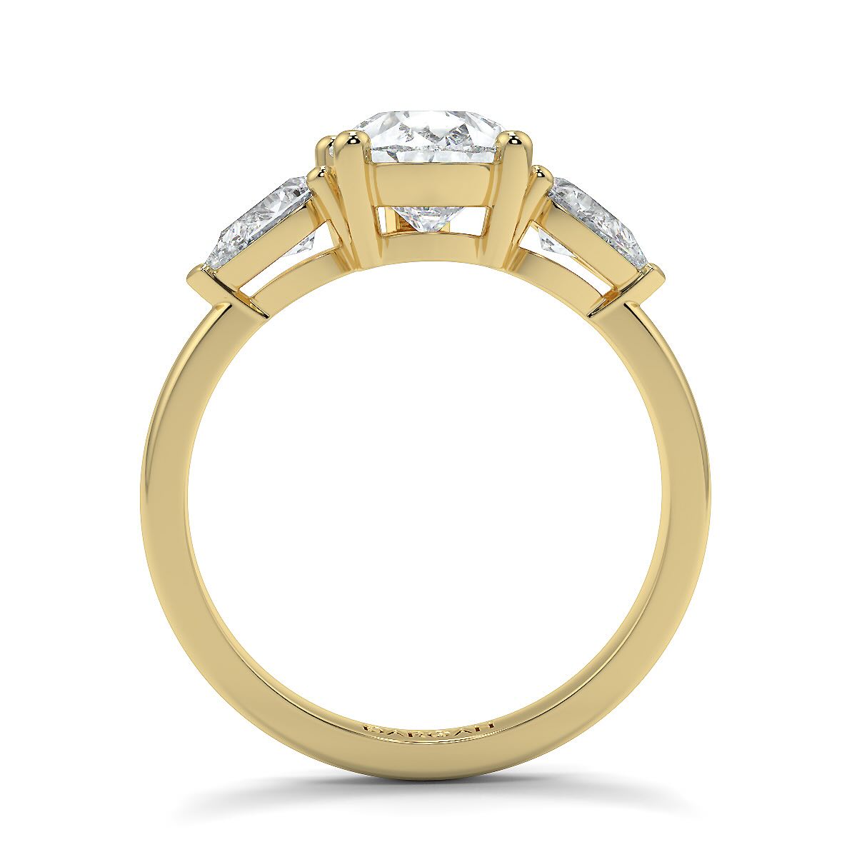 1–5 Carat Pear & Round Lab Grown Solitaire Diamond Trilogy Ring in 18K Gold