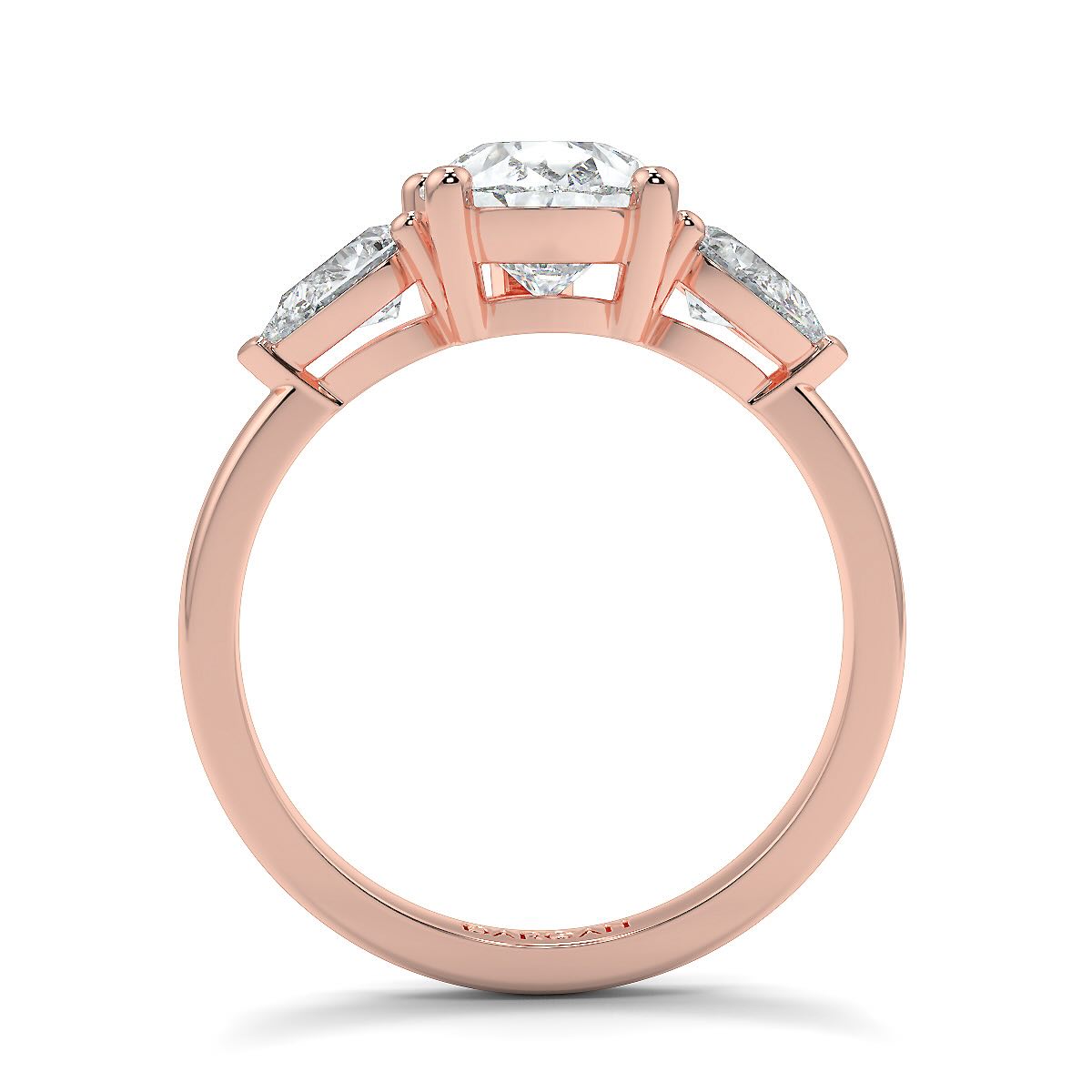 1–5 Carat Pear & Round Lab Grown Solitaire Diamond Trilogy Ring in 18K Gold