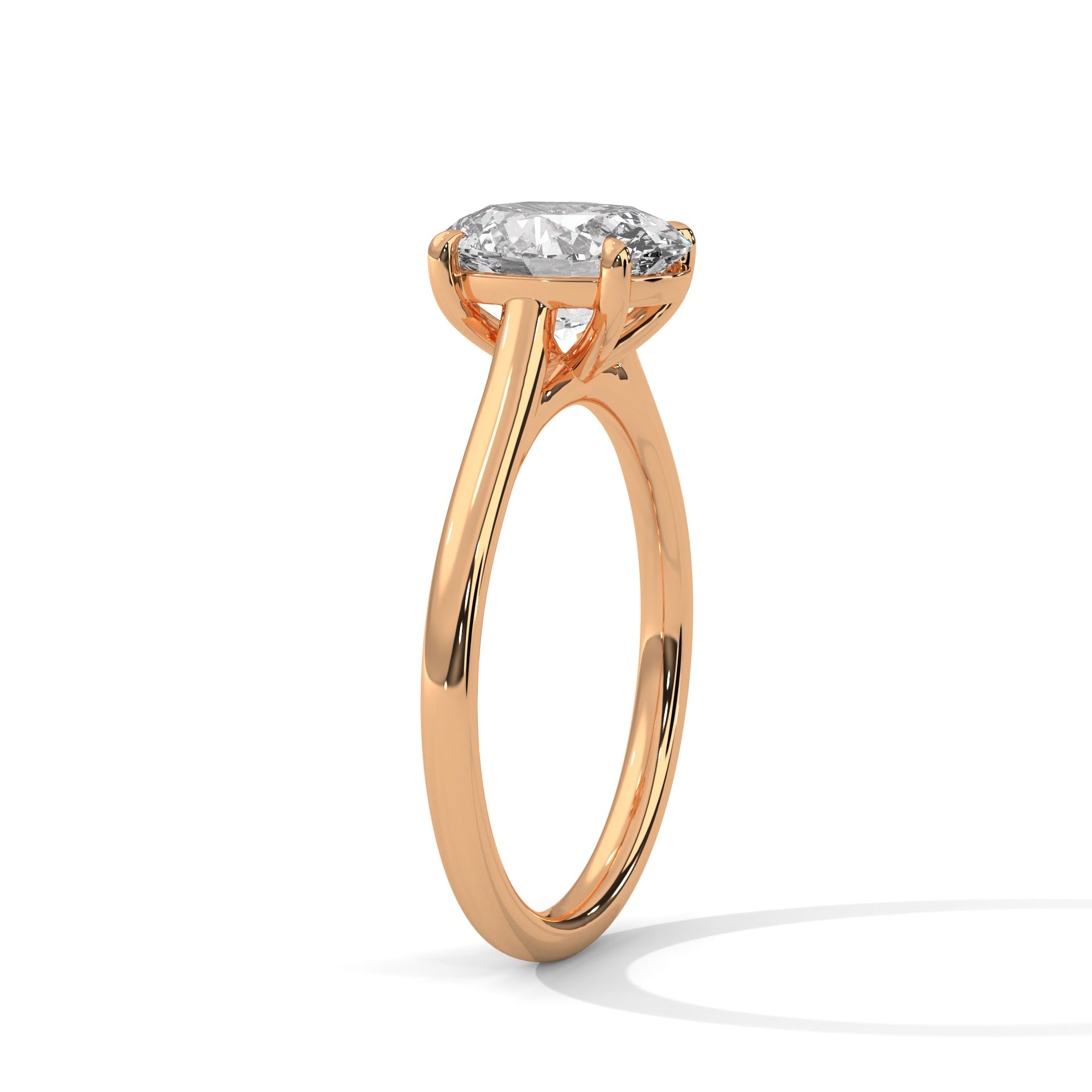 1–3 Carat Oval Lab Grown Diamond Solitaire Ring – Cathedral Setting, 18K Gold