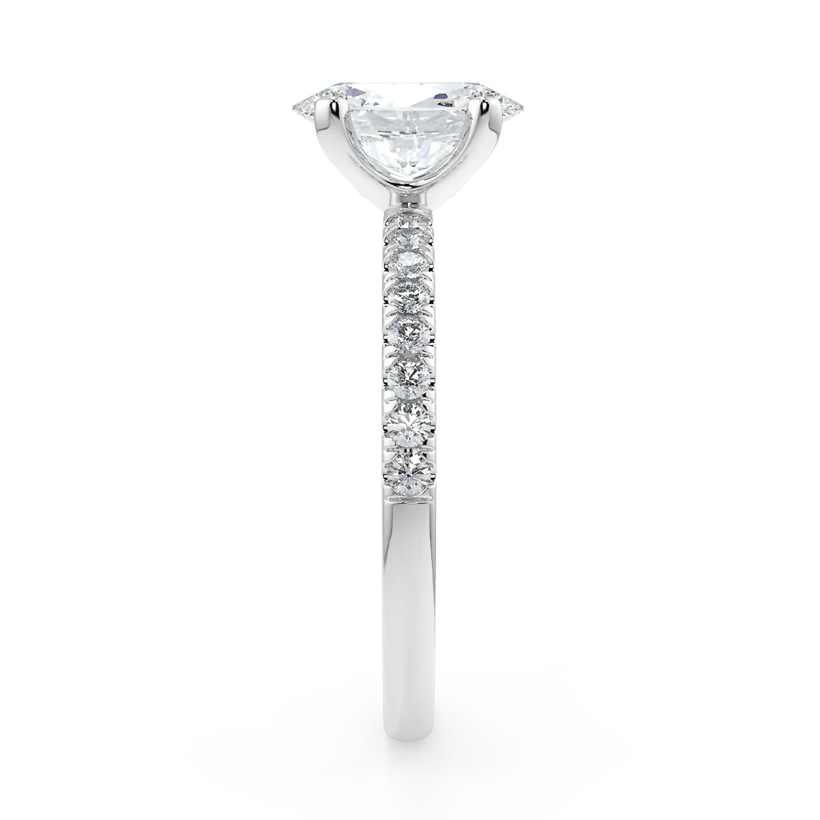 1–3 Carat Oval Cut Lab Grown Diamond Solitaire Ring | Pavé Band | IGI Certified | 18K White, Yellow & Rose Gold