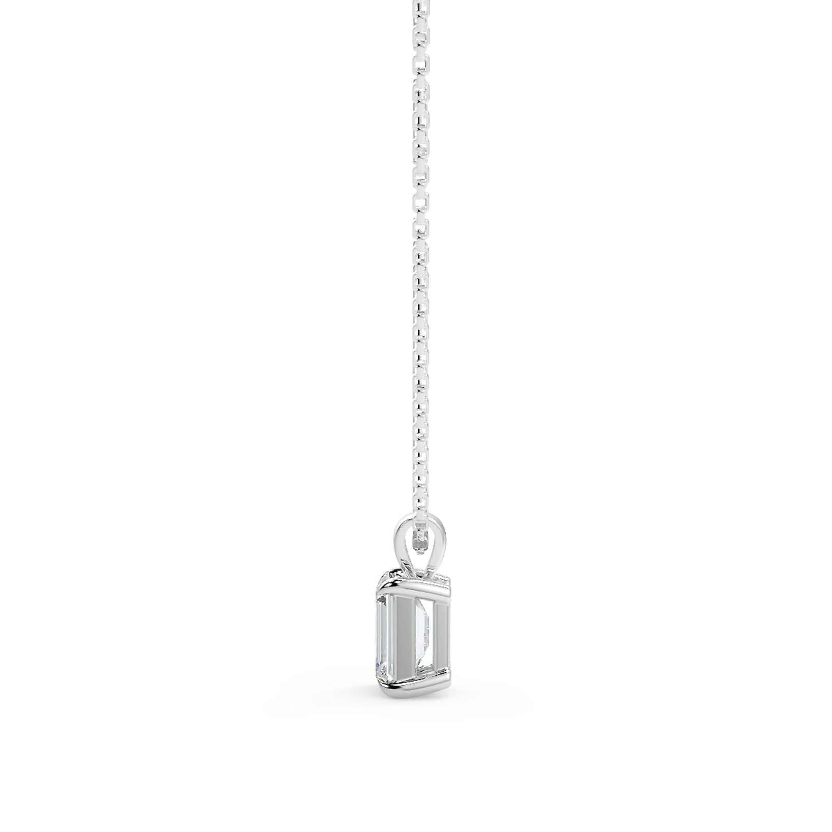 Emerald Cut Lab-Grown Diamond Solitaire Pendant Necklace with Chain | 18K Gold | 0.50–3 Carats