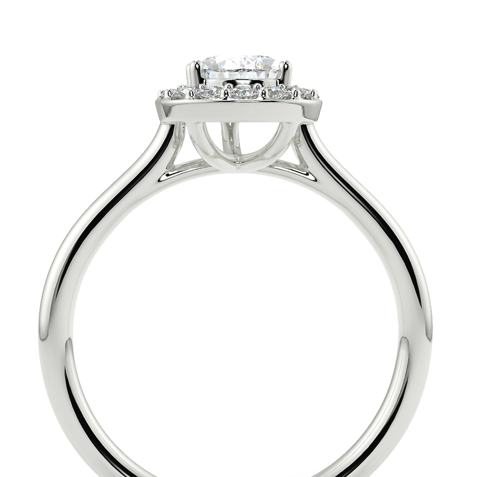 1–2 Carat Pear Cut Lab Grown Solitaire Diamond Halo Ring | Brilliant Teardrop Shape | IGI Certified | 18K White Gold