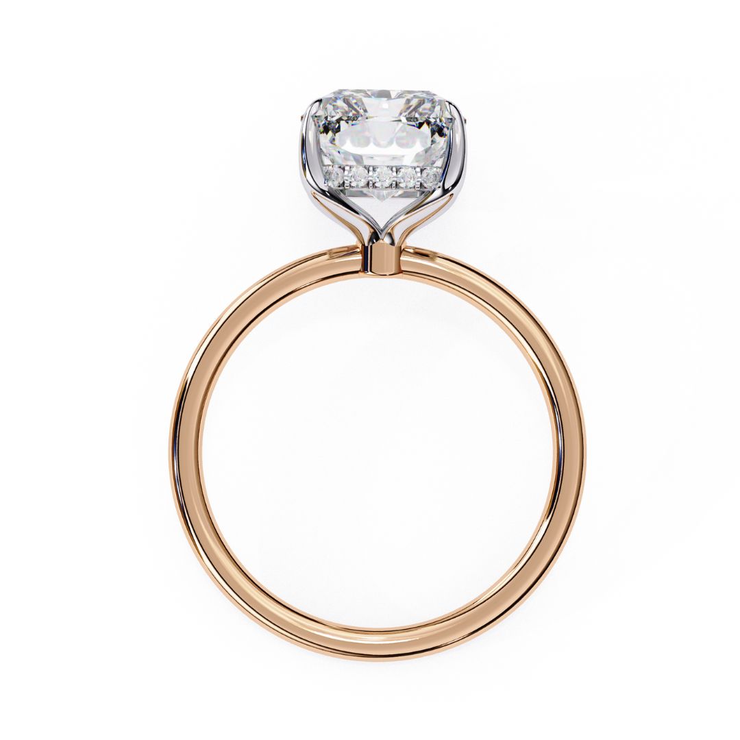 1–5 Carat Emerald Cut Lab Grown Diamond Hidden Halo Ring | Classic Solitaire | Dual Tone Options | IGI Certified | 18K Gold