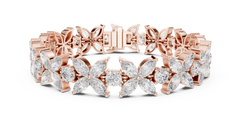 Floral Lab-Grown Diamond Tennis Bracelet | 18K Gold Fancy Marquise & Round Diamond Bracelet