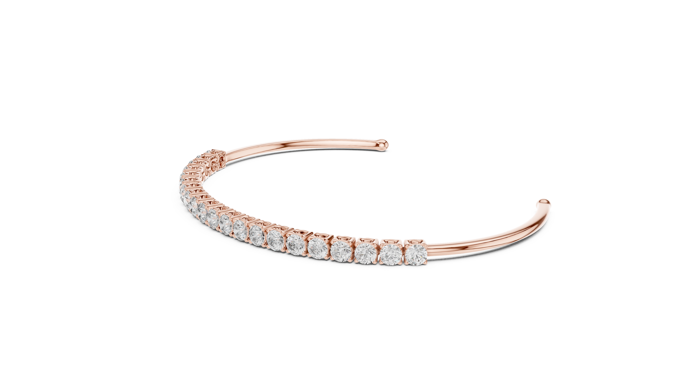 Open Tennis Diamond Bangle Bracelet | Lab-Grown Diamonds 18K Gold