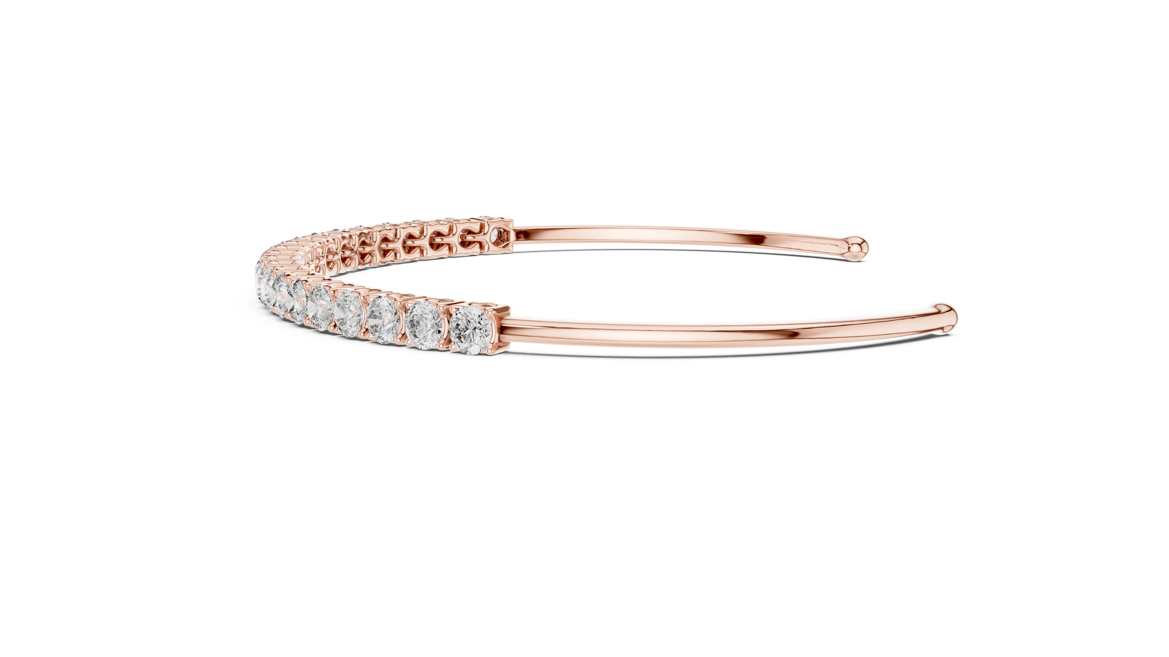 Open Tennis Diamond Bangle Bracelet | Lab-Grown Diamonds 18K Gold