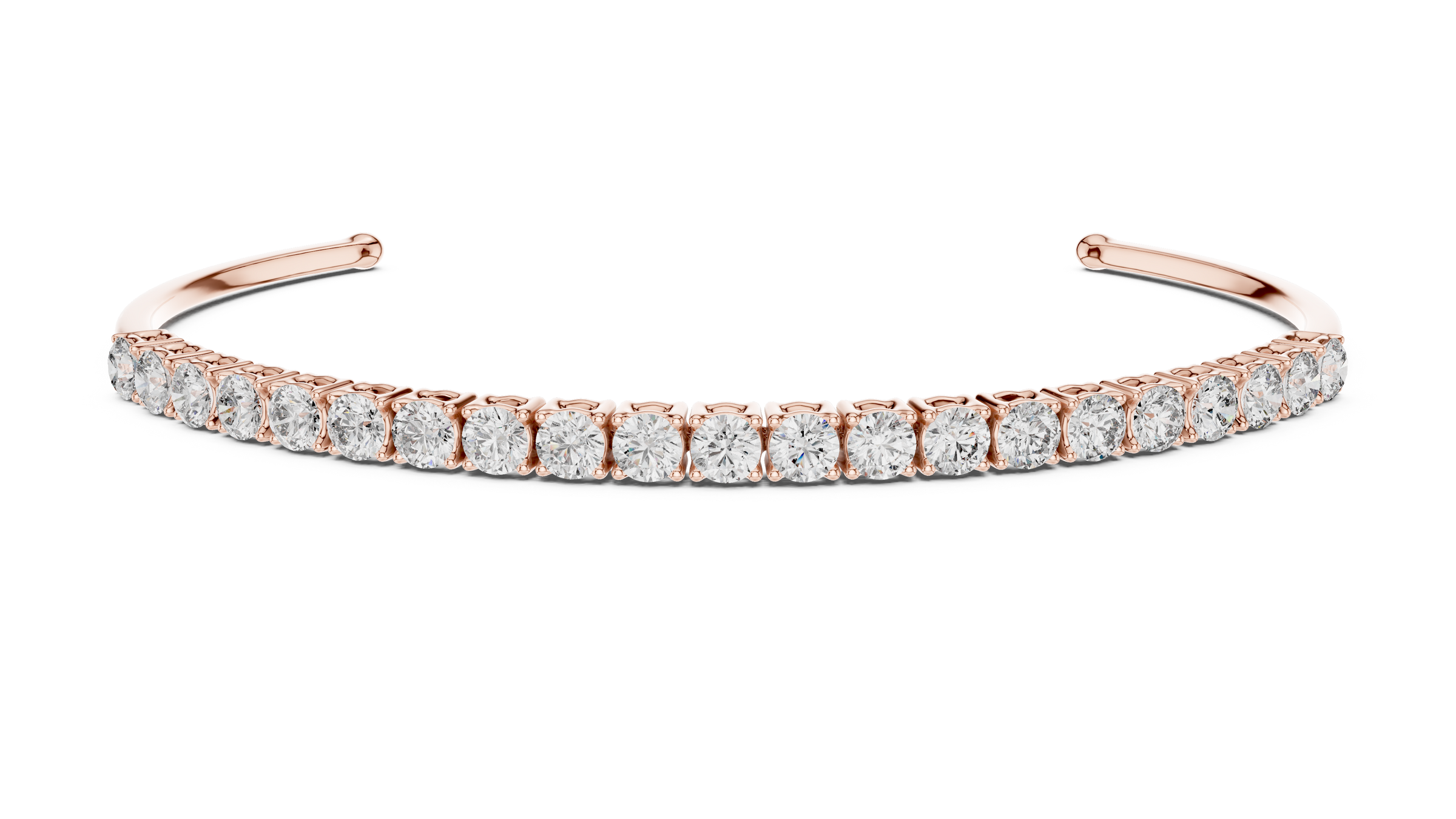 Open Tennis Diamond Bangle Bracelet | Lab-Grown Diamonds 18K Gold