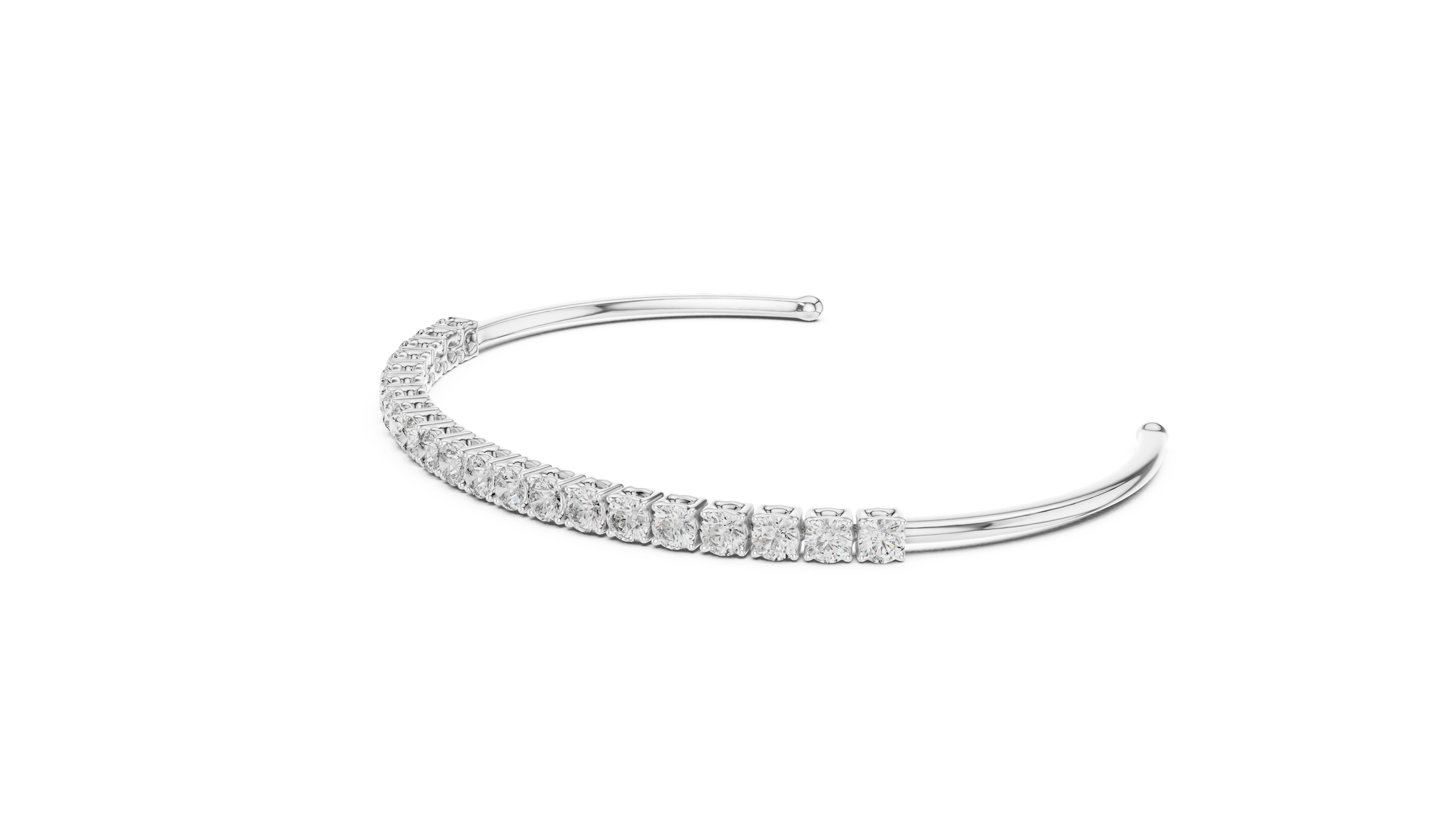 Open Tennis Diamond Bangle Bracelet | Lab-Grown Diamonds 18K Gold