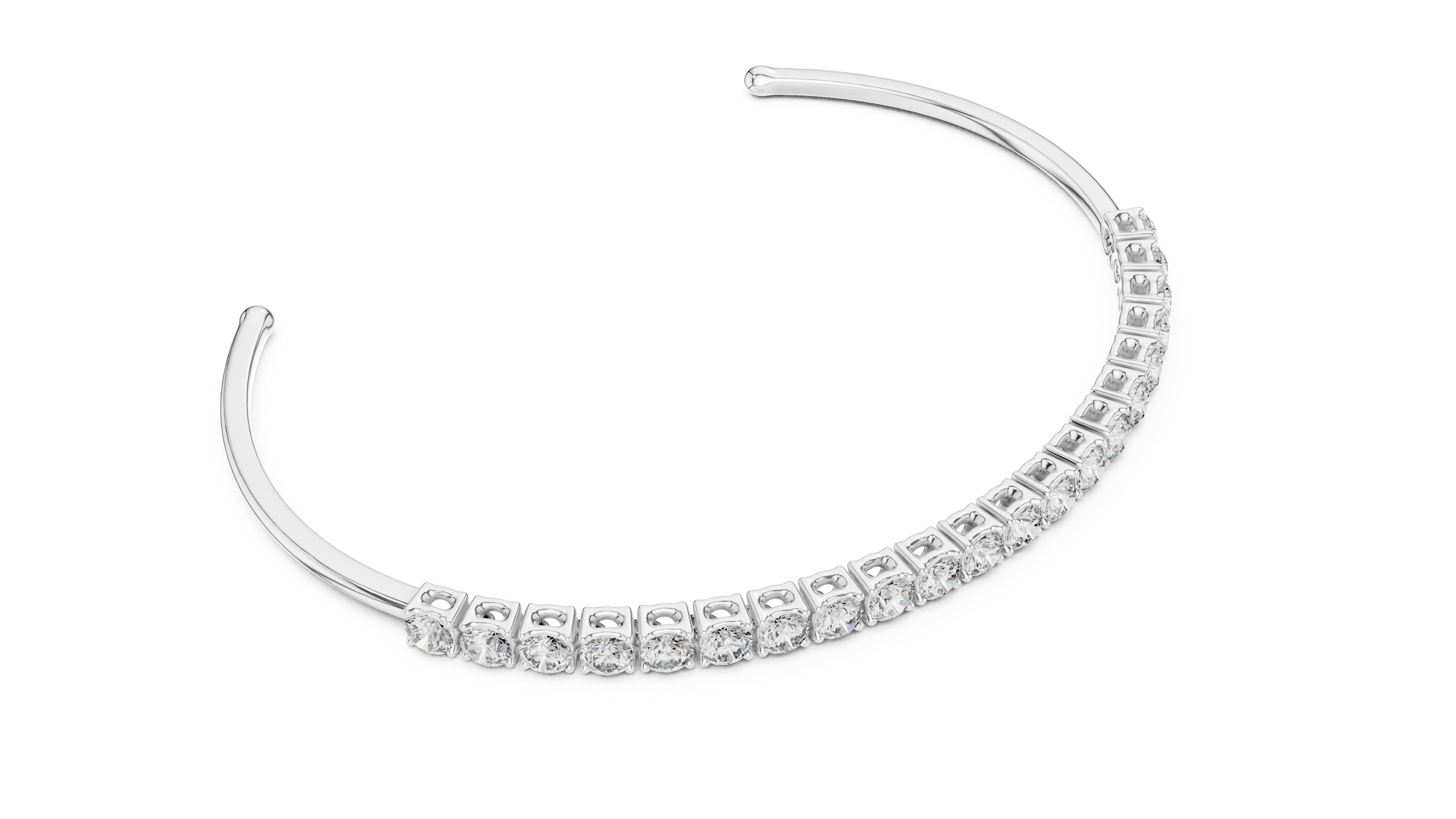 Open Tennis Diamond Bangle Bracelet | Lab-Grown Diamonds 18K Gold