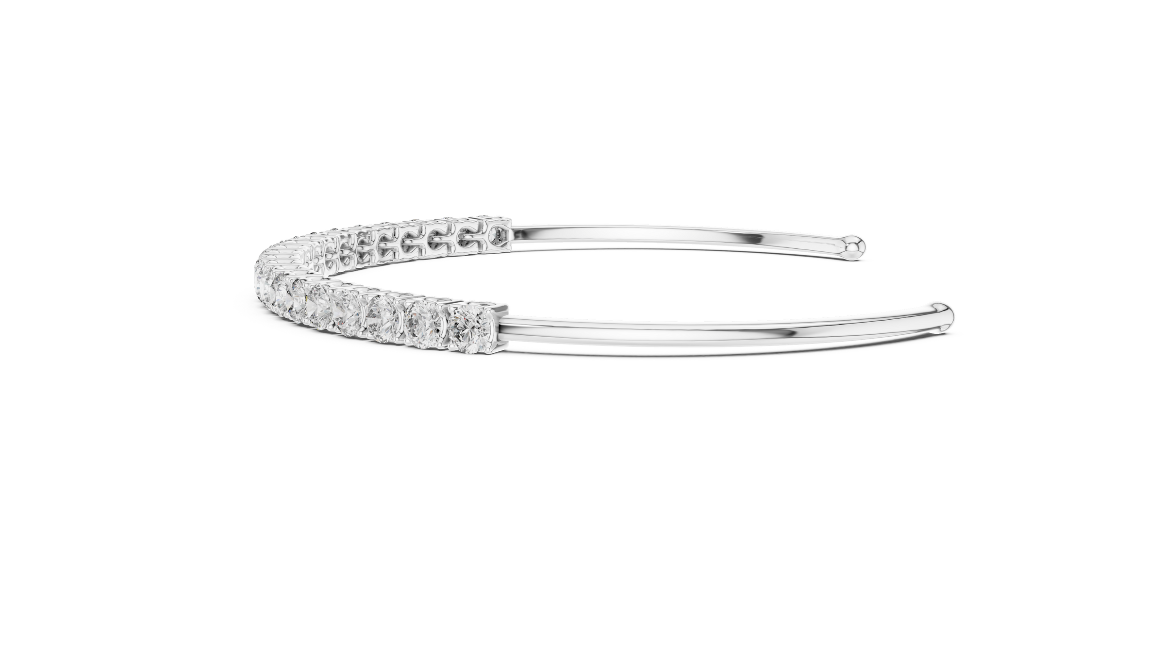 Open Tennis Diamond Bangle Bracelet | Lab-Grown Diamonds 18K Gold