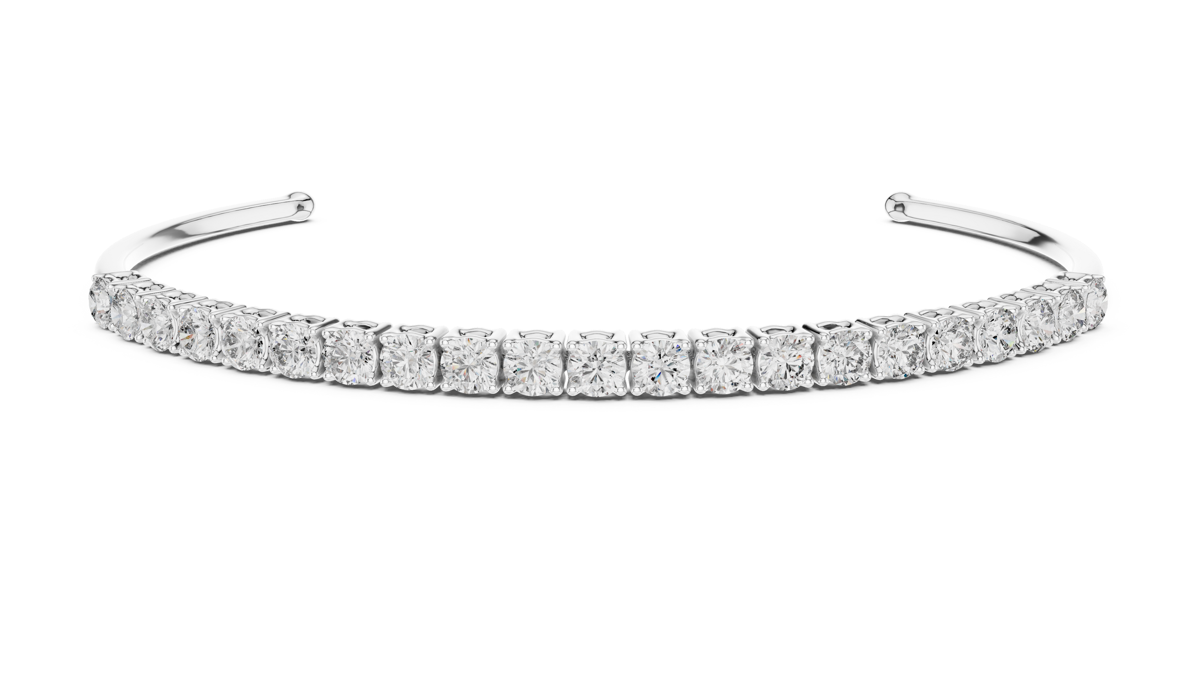 Open Tennis Diamond Bangle Bracelet | Lab-Grown Diamonds 18K Gold