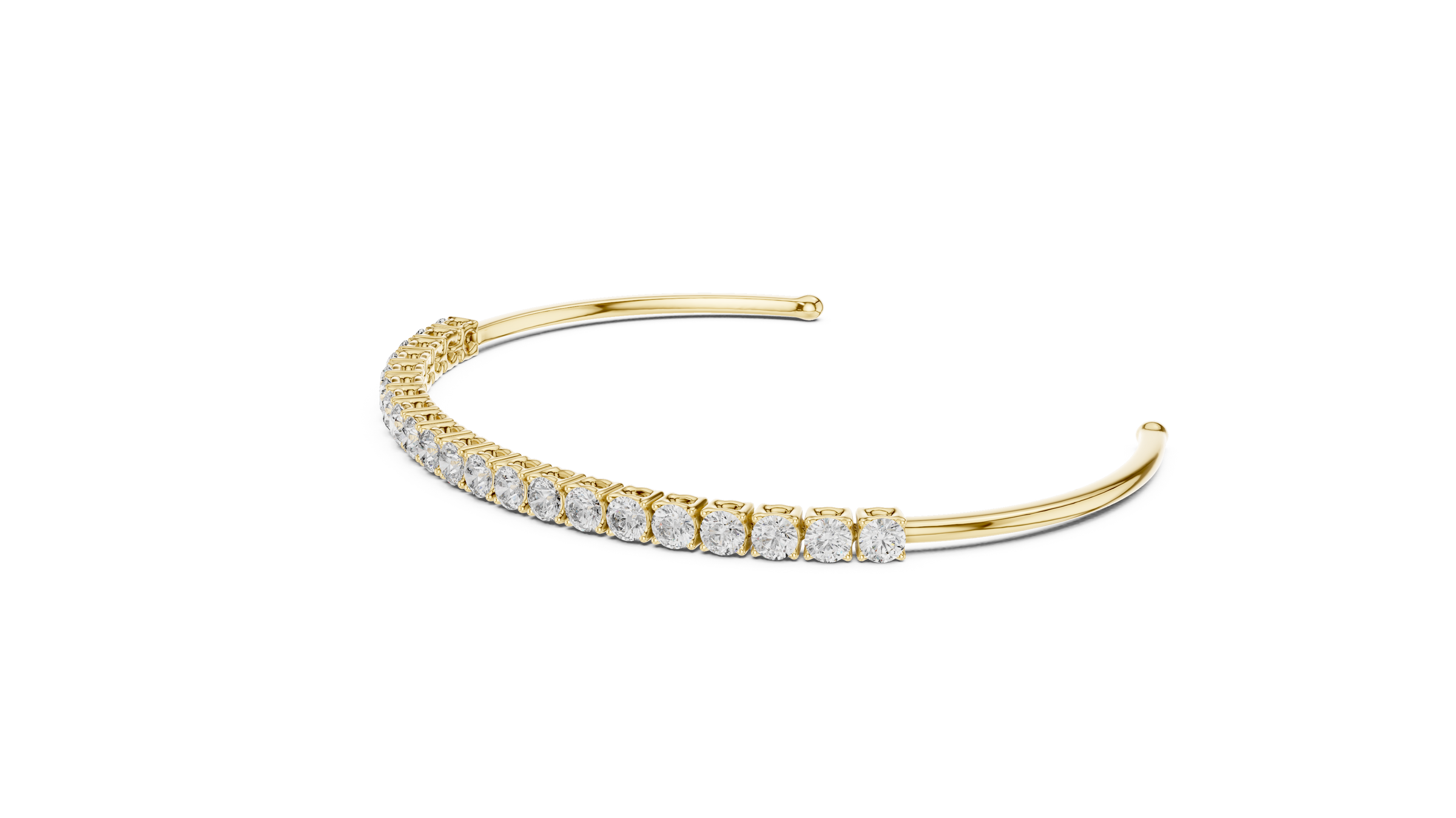 Open Tennis Diamond Bangle Bracelet | Lab-Grown Diamonds 18K Gold