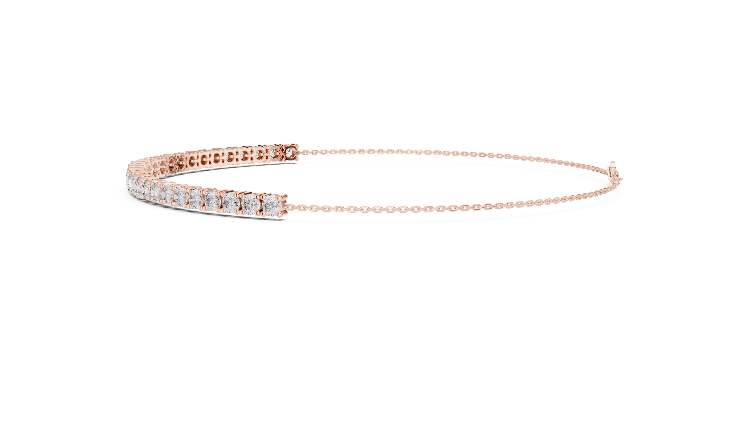 Graduated Chain Style Tennis Diamond Bracelet | Round Lab-Grown Diamonds 18K Gold