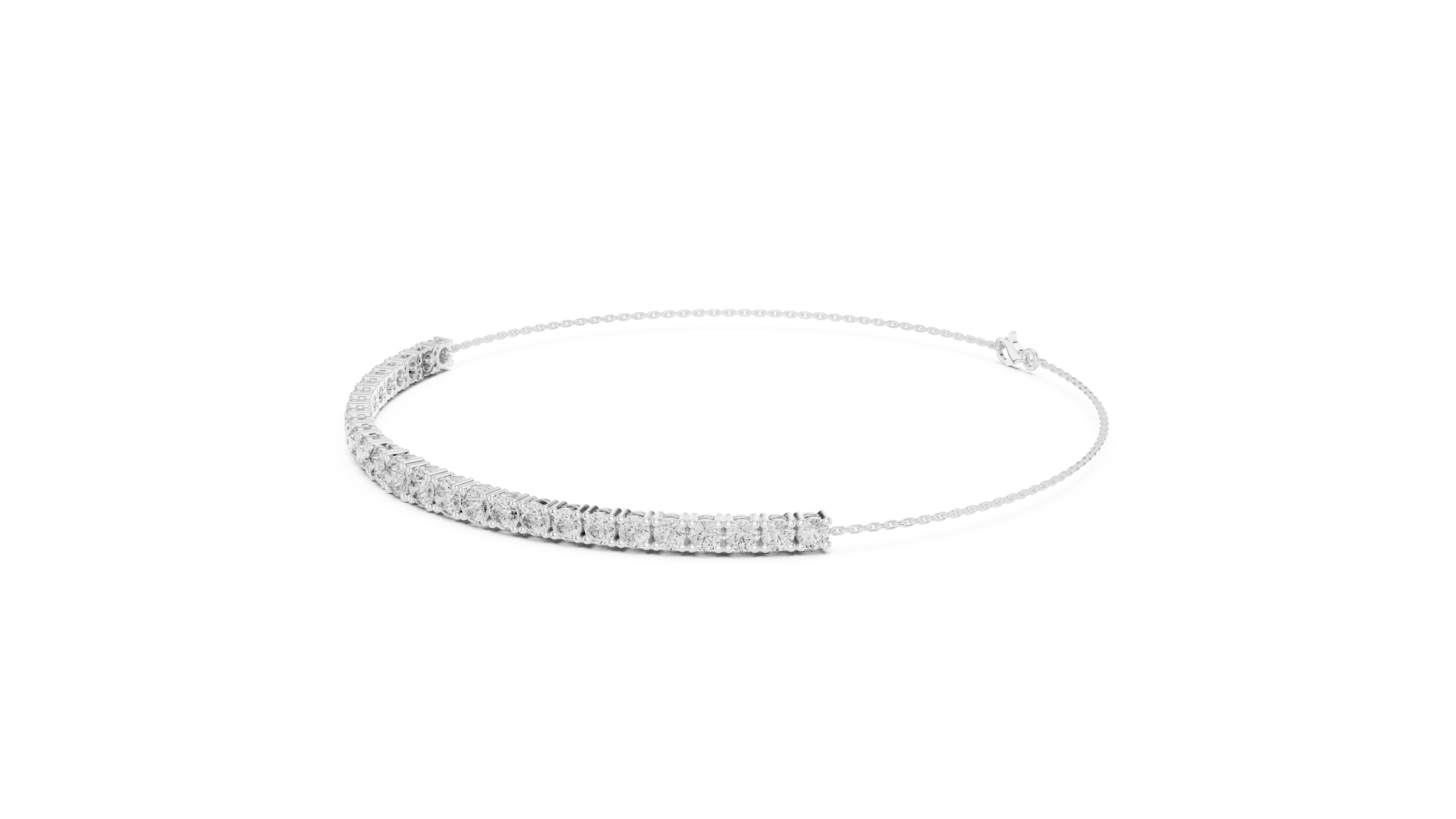 Graduated Chain Style Tennis Diamond Bracelet | Round Lab-Grown Diamonds 18K Gold