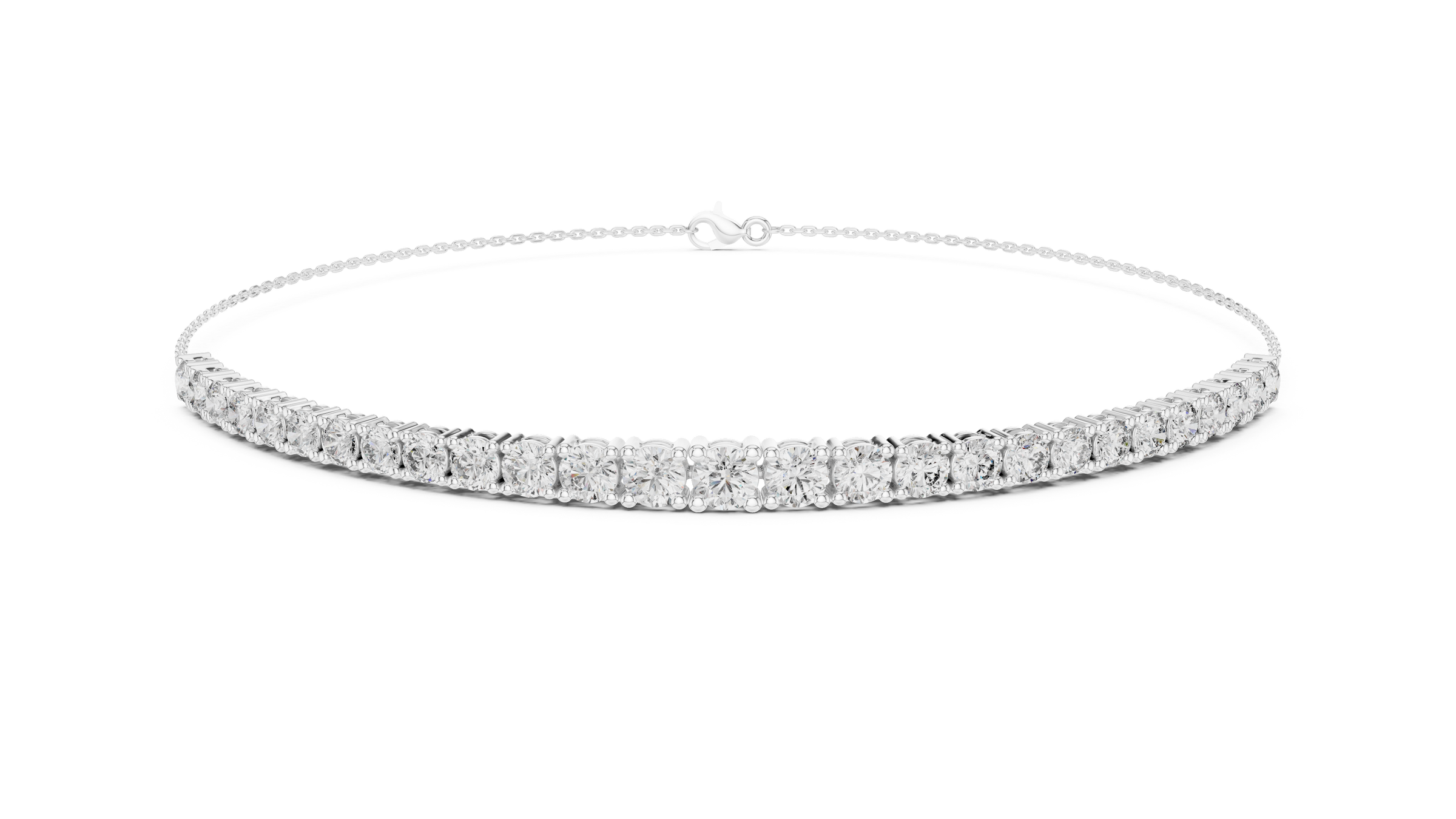 Graduated Chain Style Tennis Diamond Bracelet | Round Lab-Grown Diamonds 18K Gold
