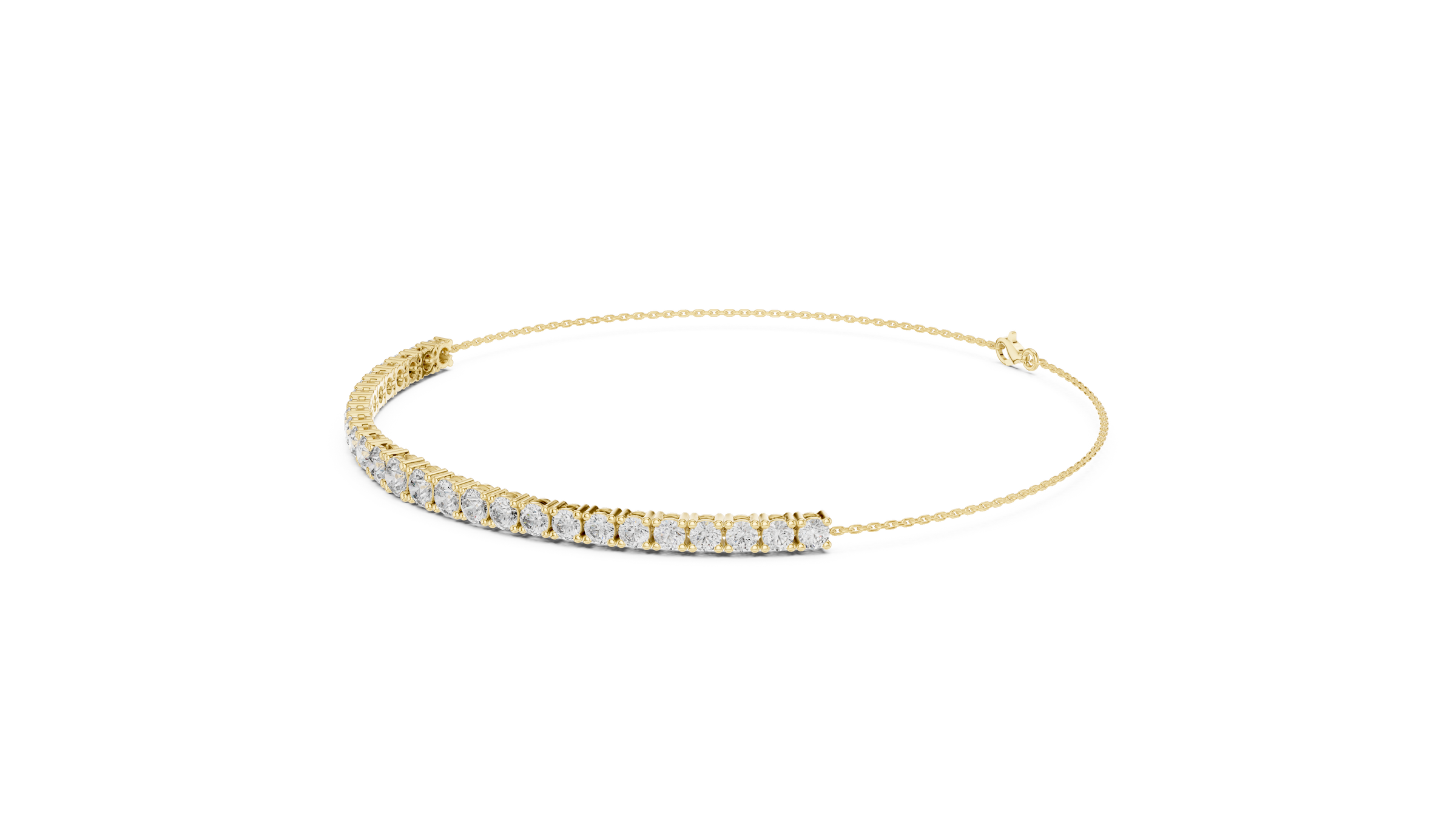 Graduated Chain Style Tennis Diamond Bracelet | Round Lab-Grown Diamonds 18K Gold