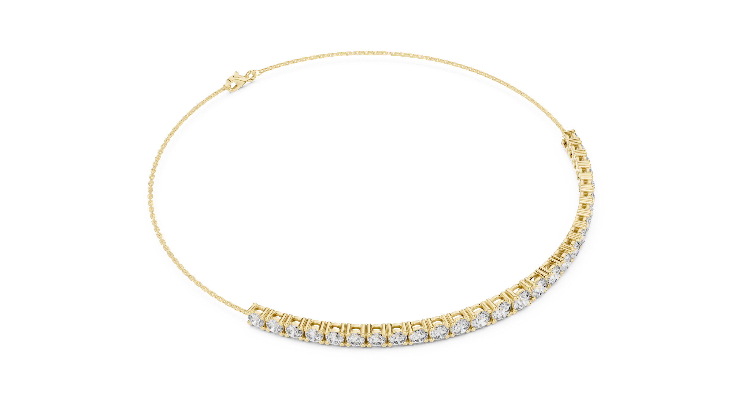 Graduated Chain Style Tennis Diamond Bracelet | Round Lab-Grown Diamonds 18K Gold